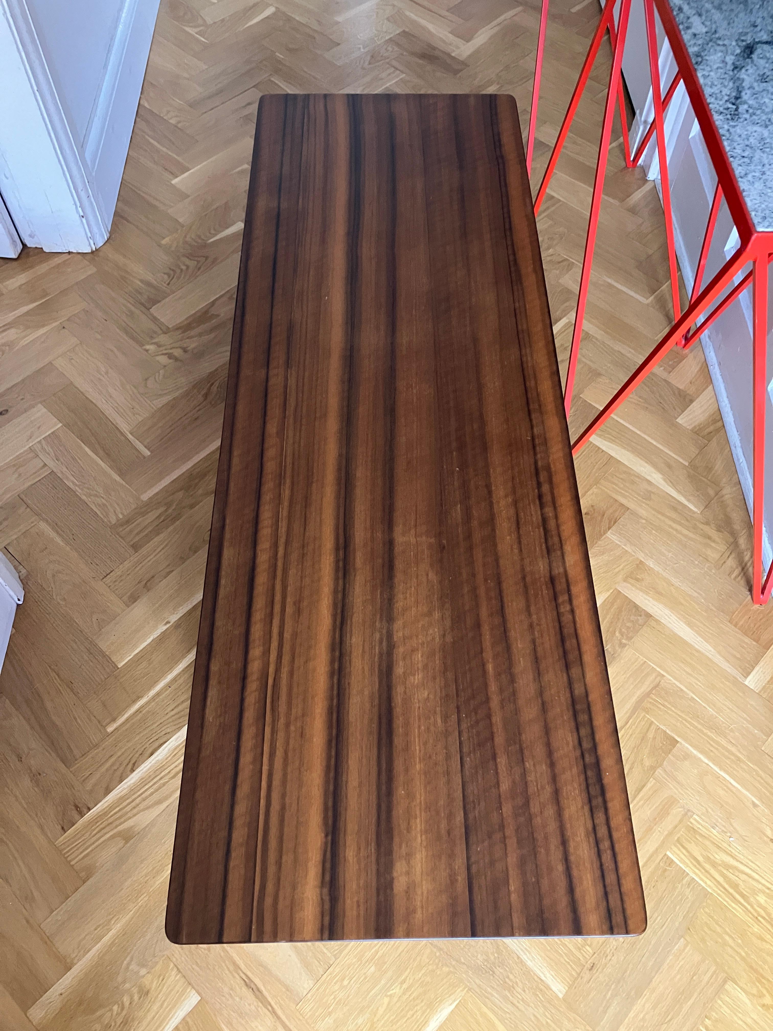 Joinery Mid Century Zebra Wood Low Coffee Table 60's Darkwood For Sale