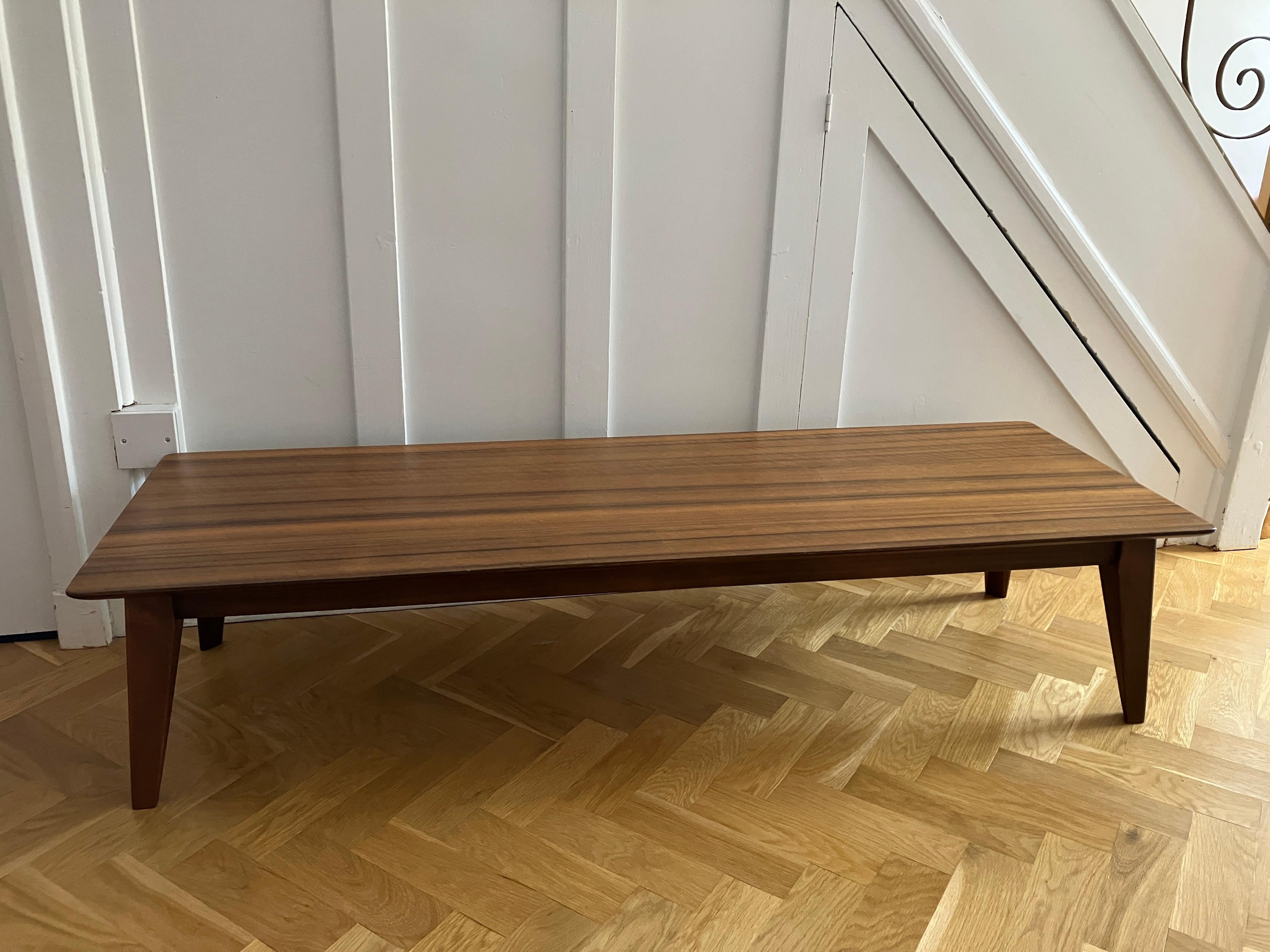 Mid Century Zebra Wood Low Coffee Table 60's Darkwood In Good Condition For Sale In Leicester, GB