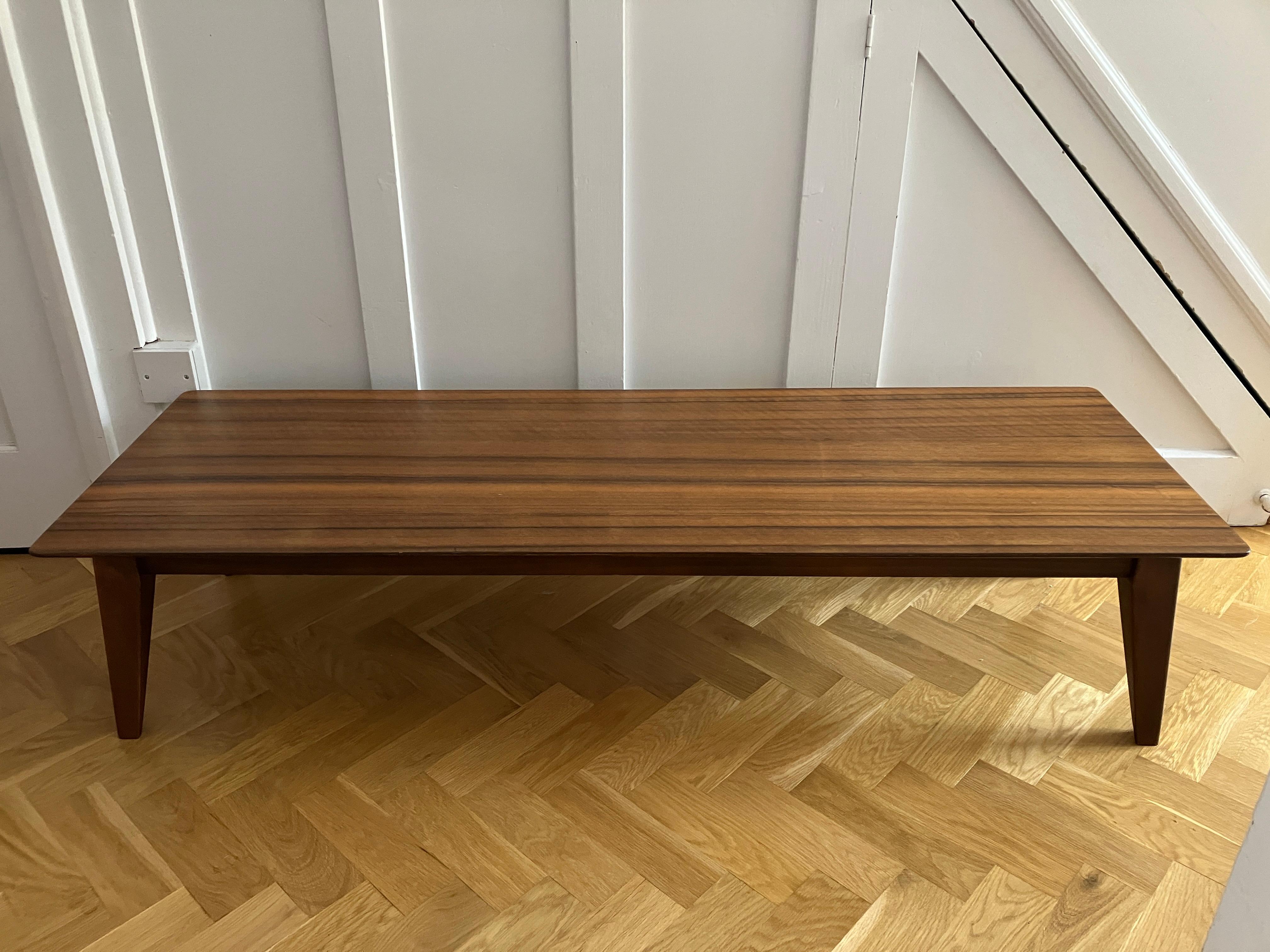 Mid-20th Century Mid Century Zebra Wood Low Coffee Table 60's Darkwood For Sale