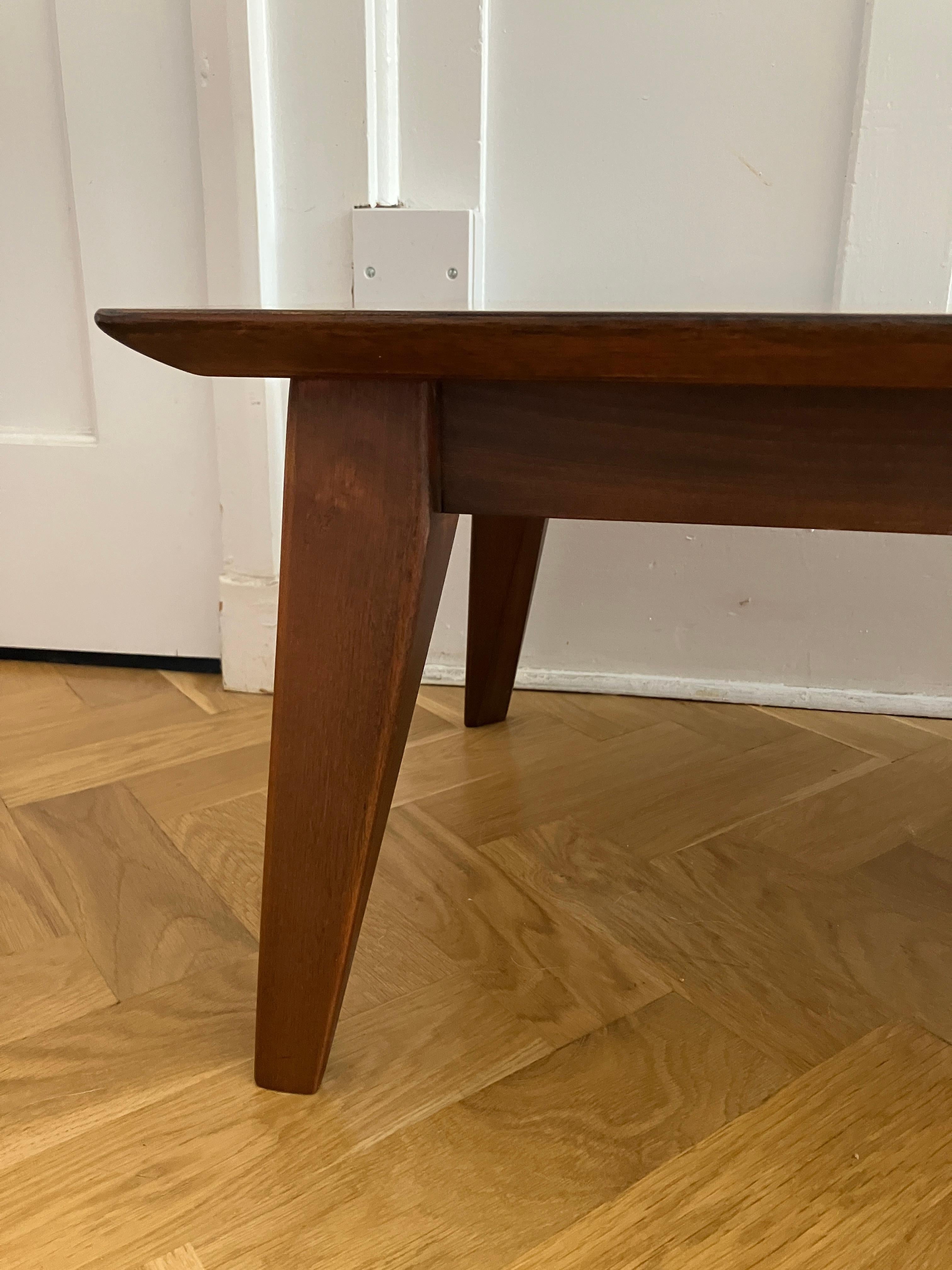 Mid Century Zebra Wood Low Coffee Table 60's Darkwood For Sale 1