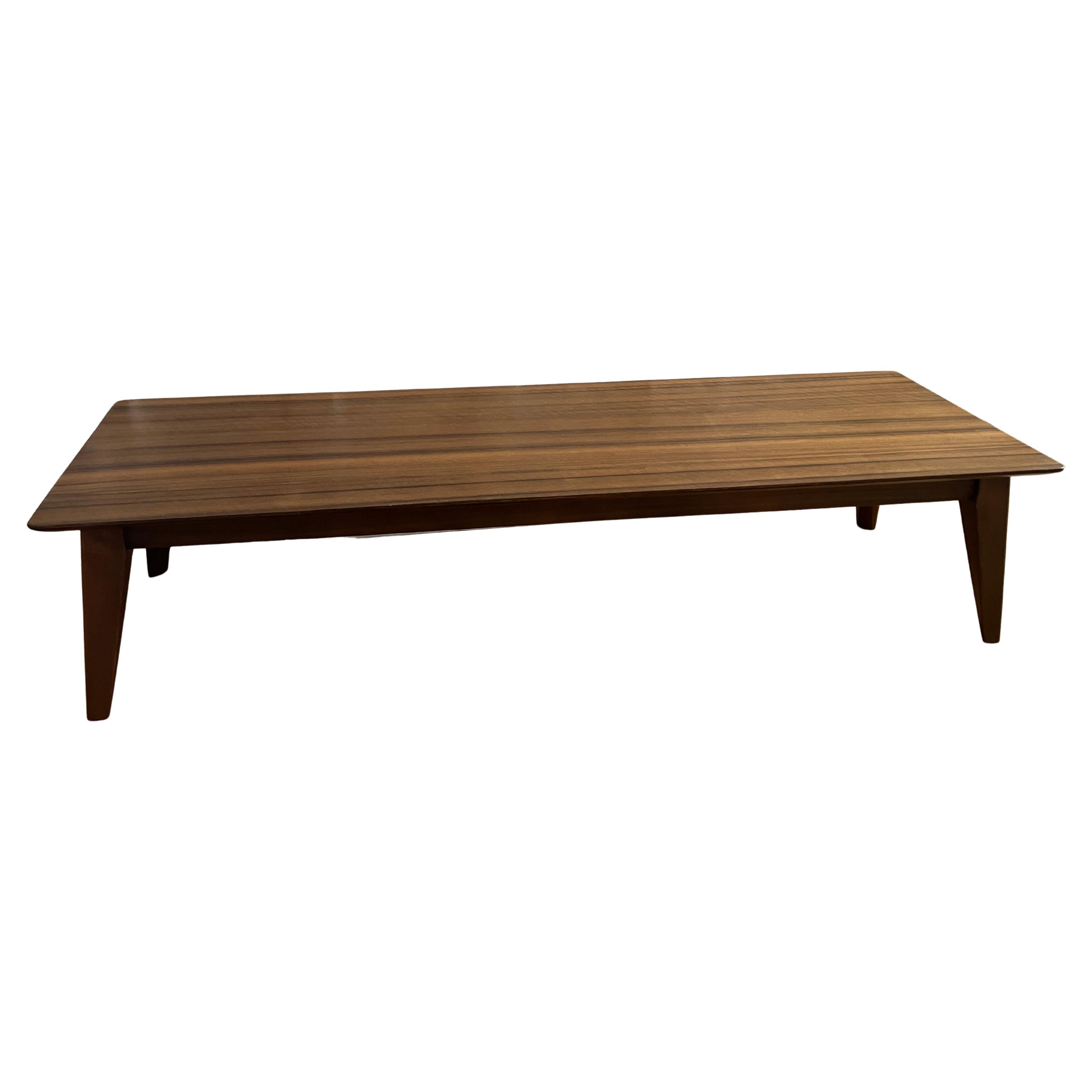 Mid Century Zebra Wood Low Coffee Table 60's Darkwood For Sale