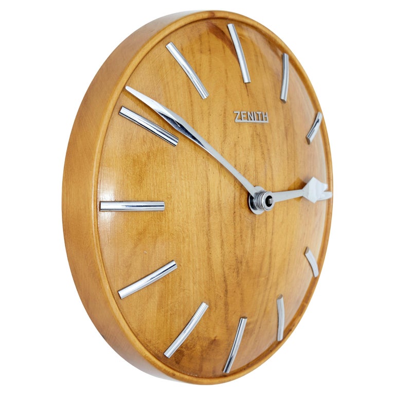 MidCentury Zenith Oak Wall Clock at 1stDibs