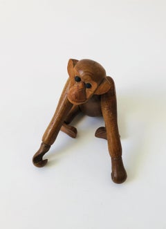 Mid Century Zoo Line Wood Monkey