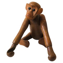 Mid Century Zoo Line Wood Monkey