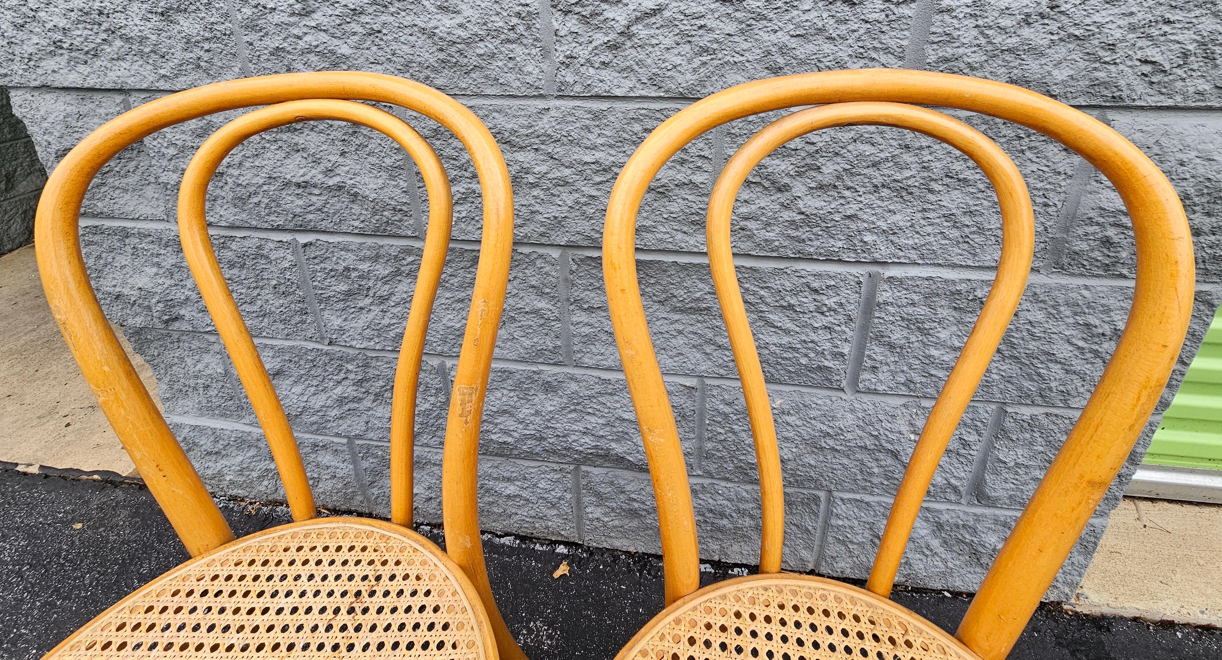 Mid-Century ZPM Radomsko Polish Bentwood Bistro Style Side Chairs, Pair  For Sale 4
