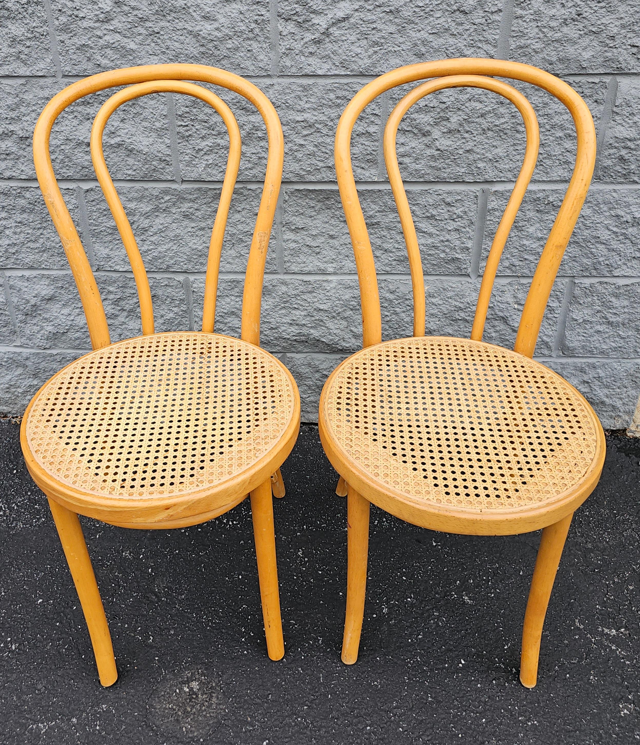 Mid-Century ZPM Radomsko Polish Bentwood Bistro Style Side Chairs, Pair  In Good Condition For Sale In Germantown, MD