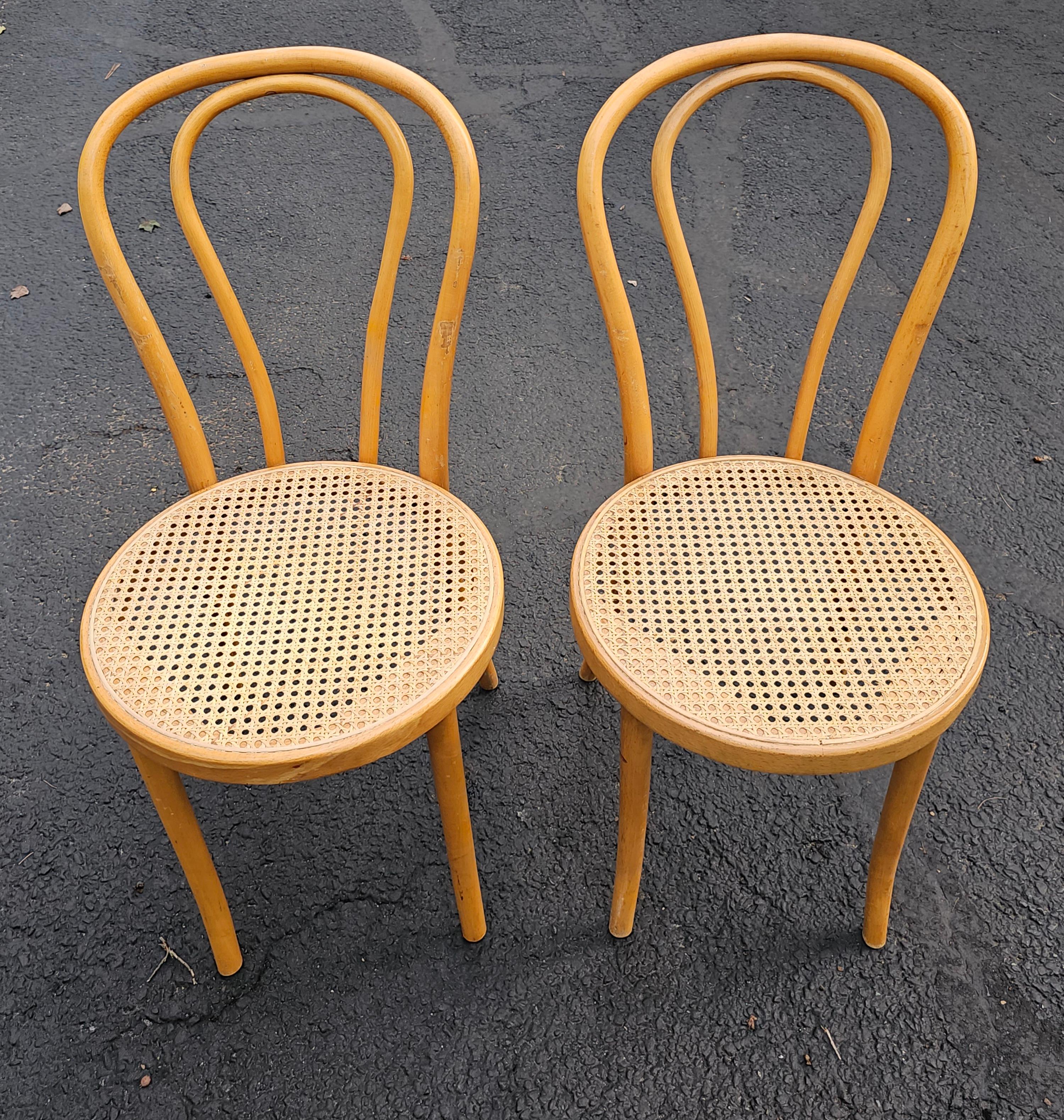 20th Century Mid-Century ZPM Radomsko Polish Bentwood Bistro Style Side Chairs, Pair  For Sale