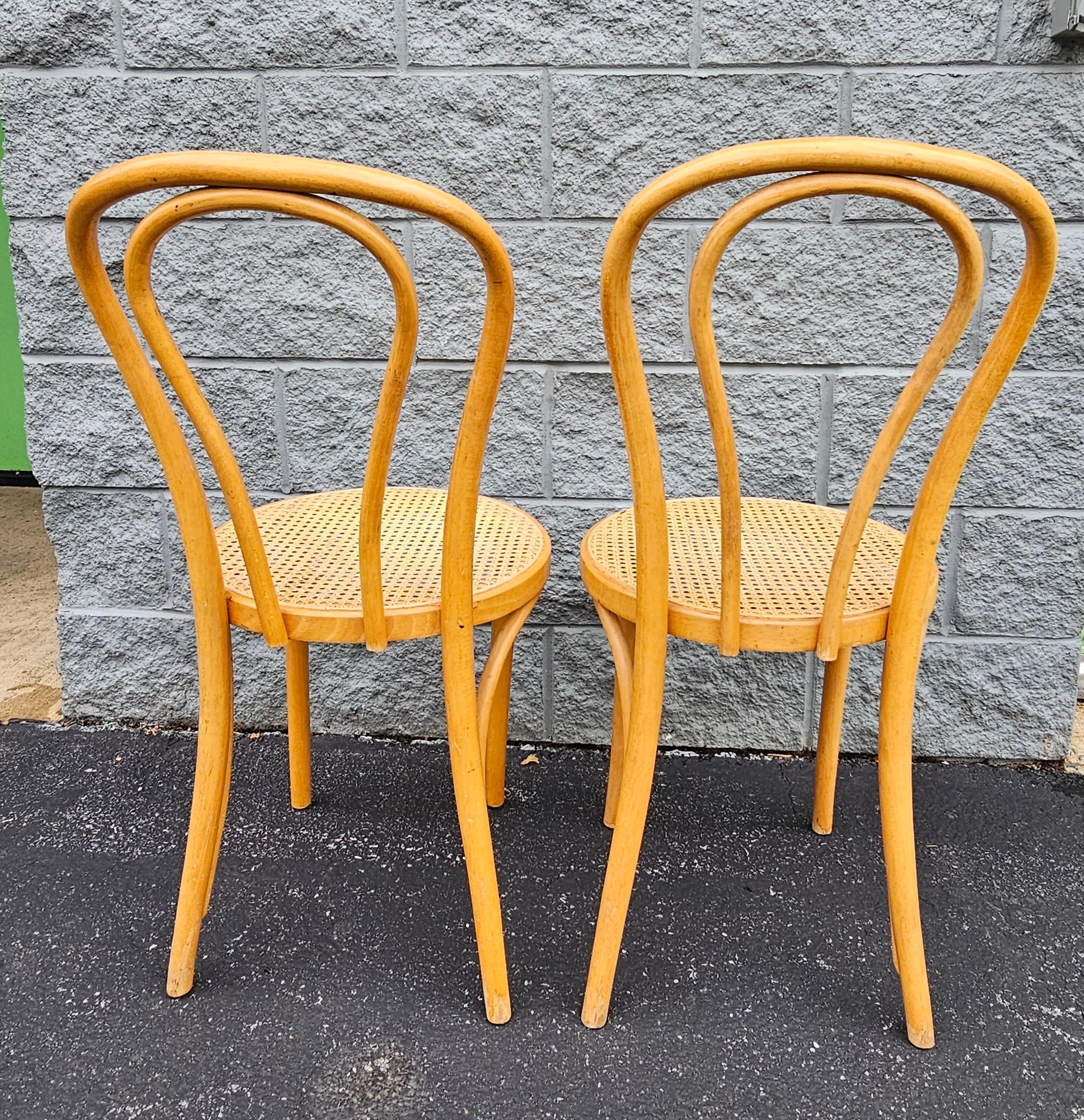 Mid-Century ZPM Radomsko Polish Bentwood Bistro Style Side Chairs, Pair 2