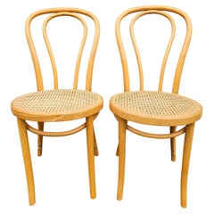 Used Mid-Century ZPM Radomsko Polish Bentwood Bistro Style Side Chairs, Pair 