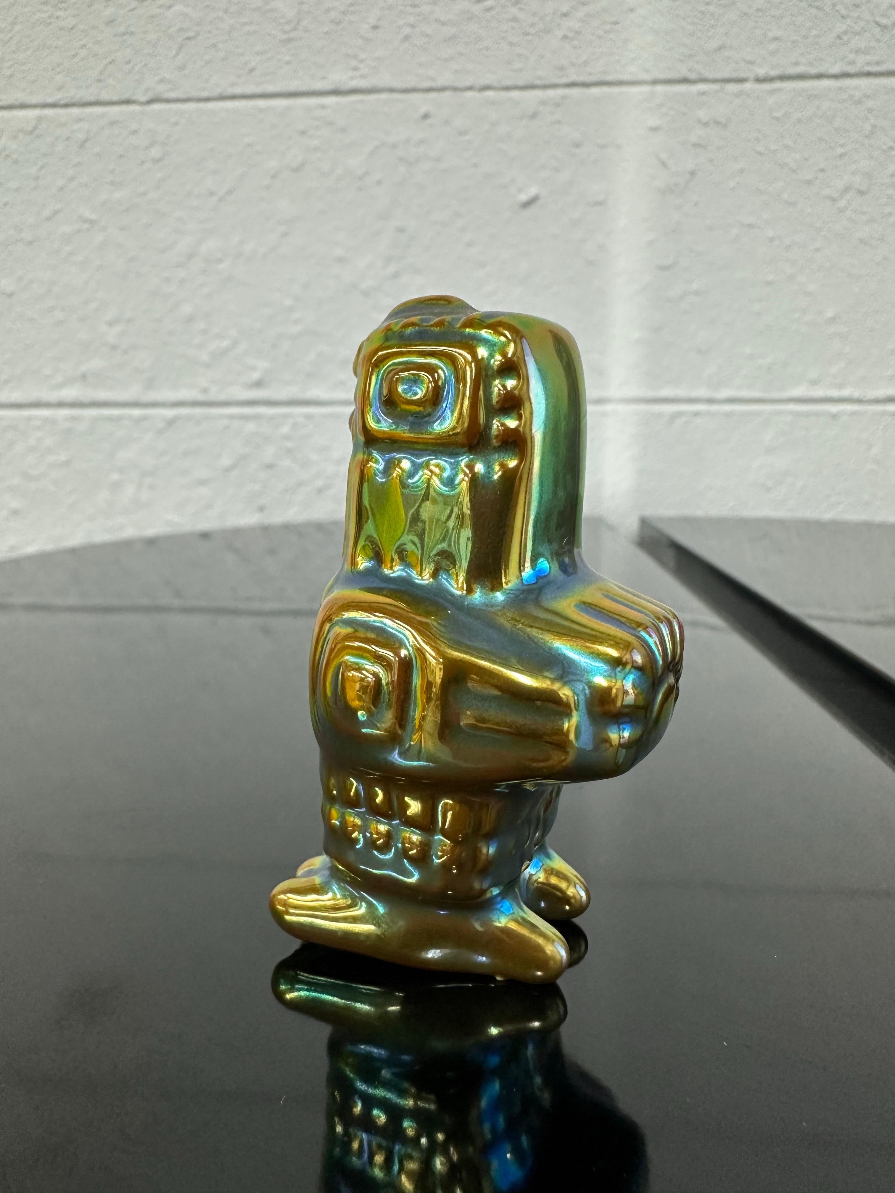 Mid Century Zsolnay Hungarian Eosin Porcelain Chicken/Rooster by Judit Nador In Good Condition For Sale In Lutz, FL