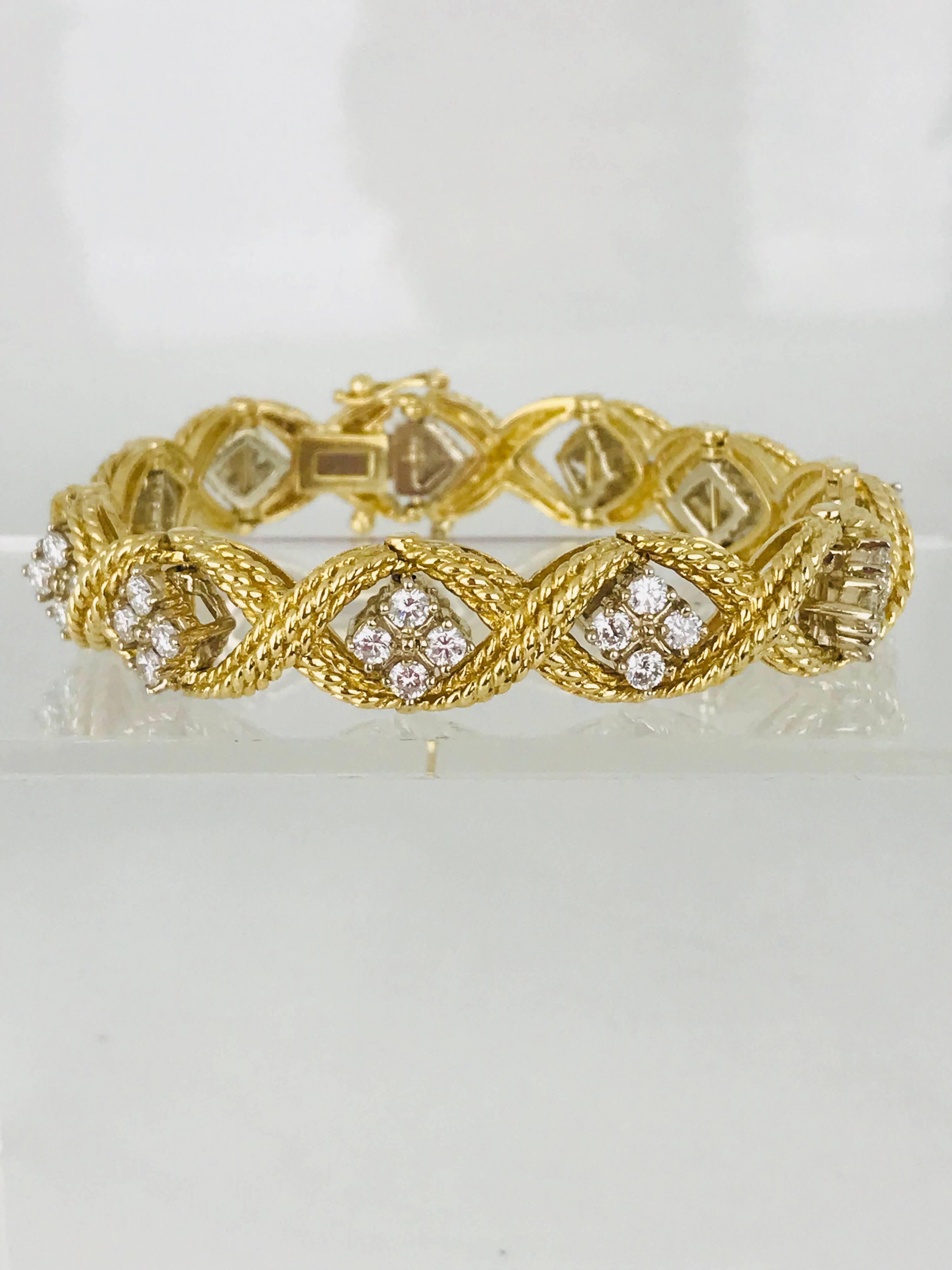 Modern Midcentury, Diamond Link Bracelet with 3.00 Carat Total Weight For Sale