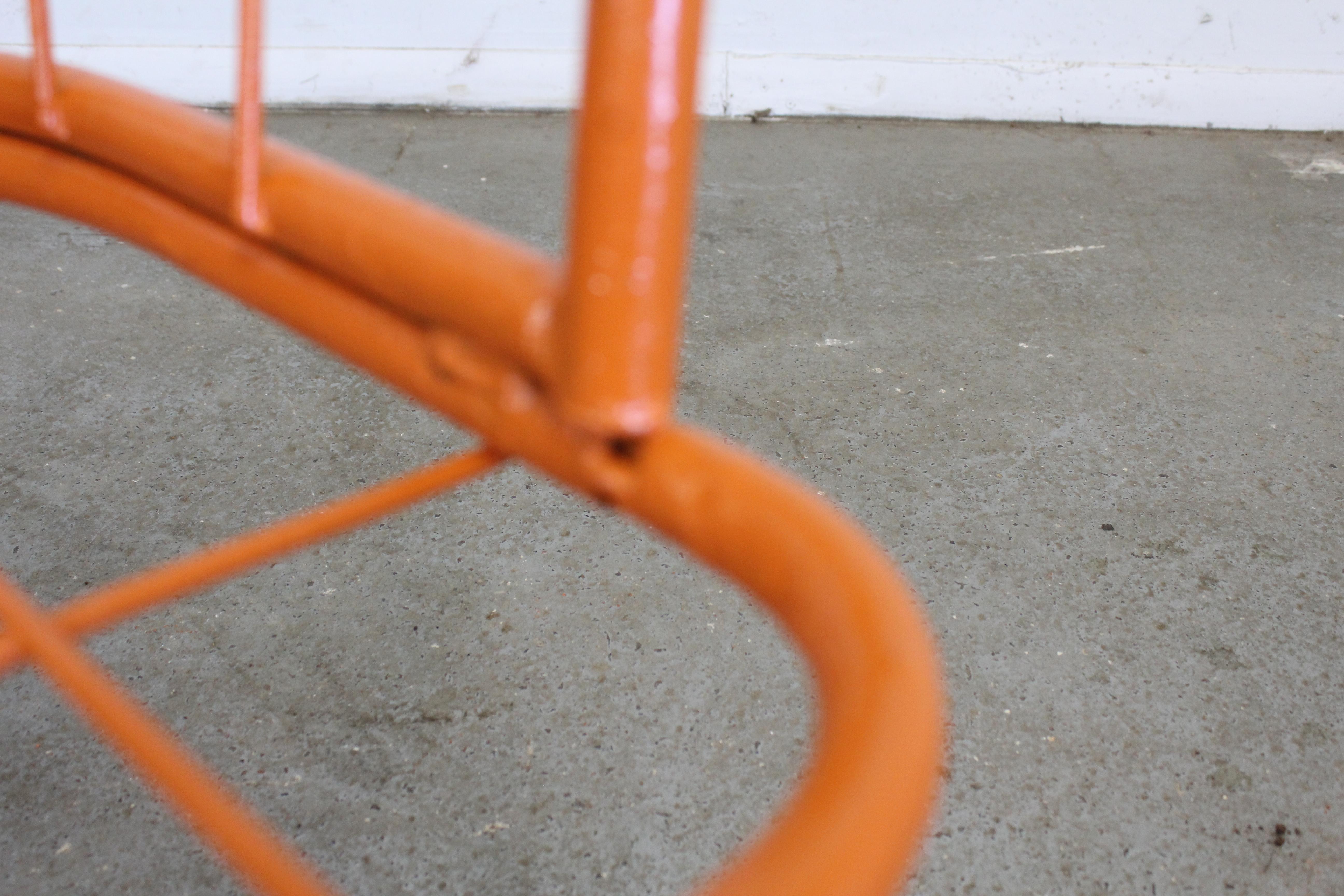 Iron Mid-CenturyAtomic Orange Homecrest Outdoor Metal Curved Back Glider Bench