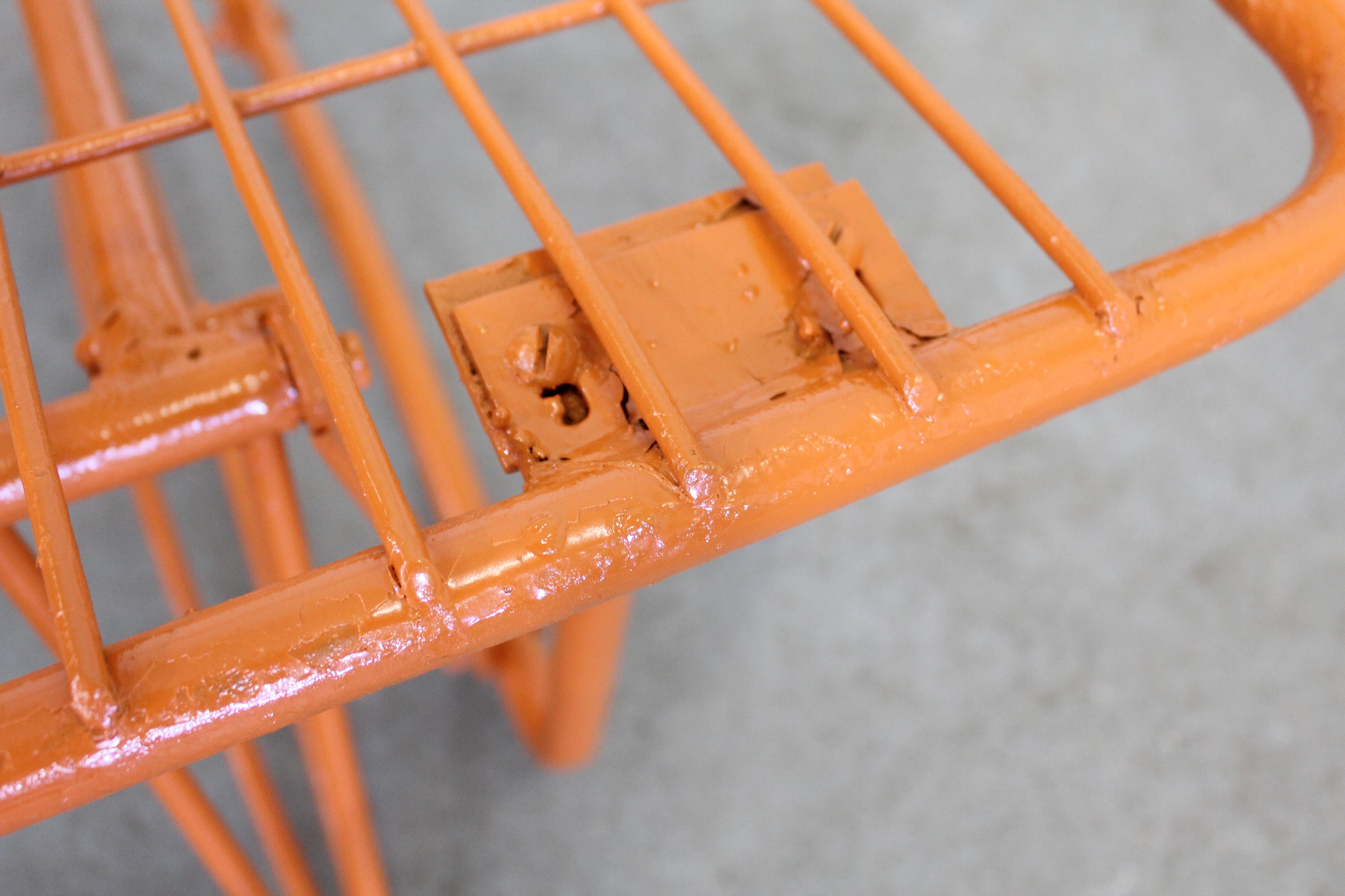 Mid-CenturyAtomic Orange Homecrest Outdoor Metal Curved Back Glider Bench 1