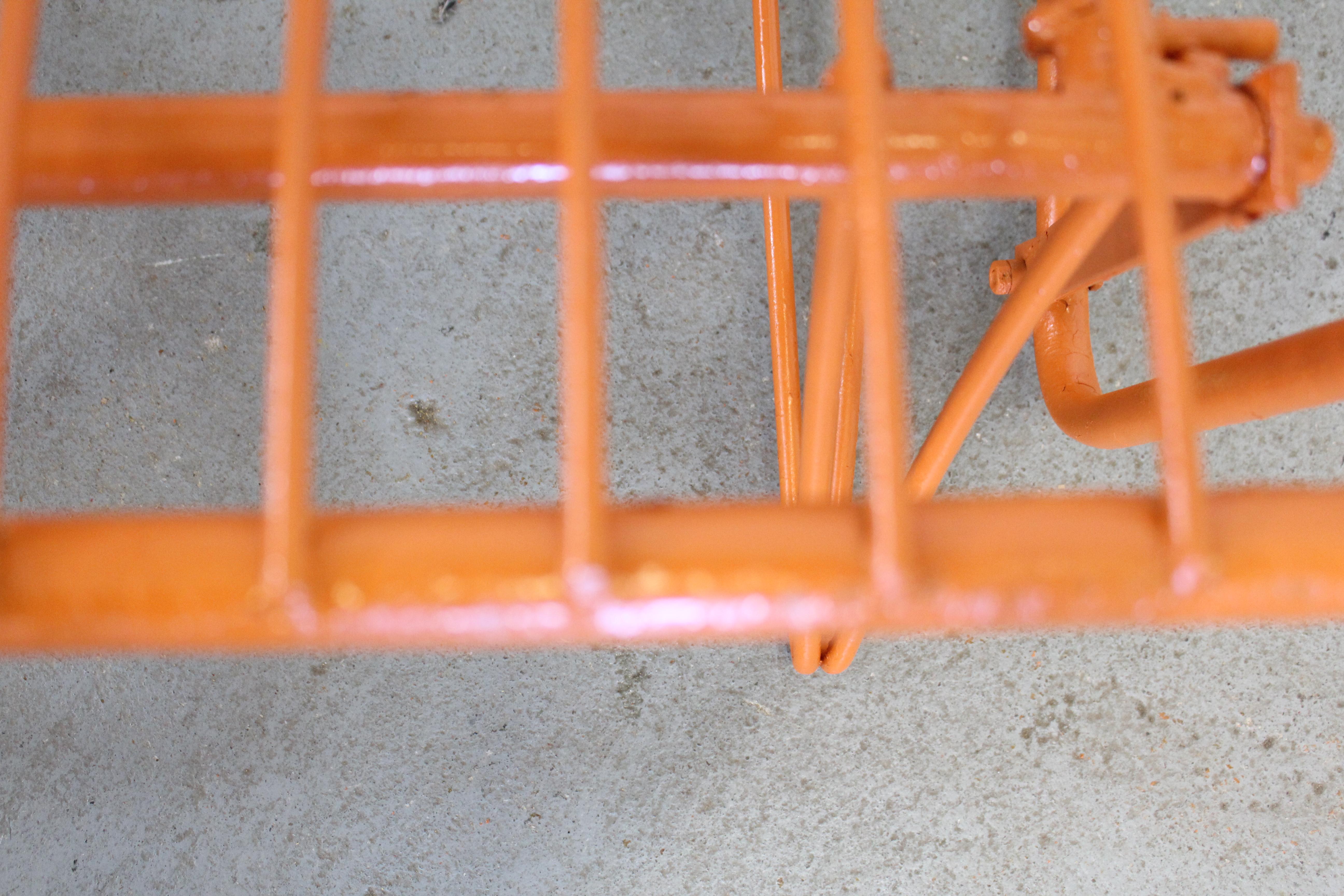 Mid-CenturyAtomic Orange Homecrest Outdoor Metal Curved Back Glider Bench 2