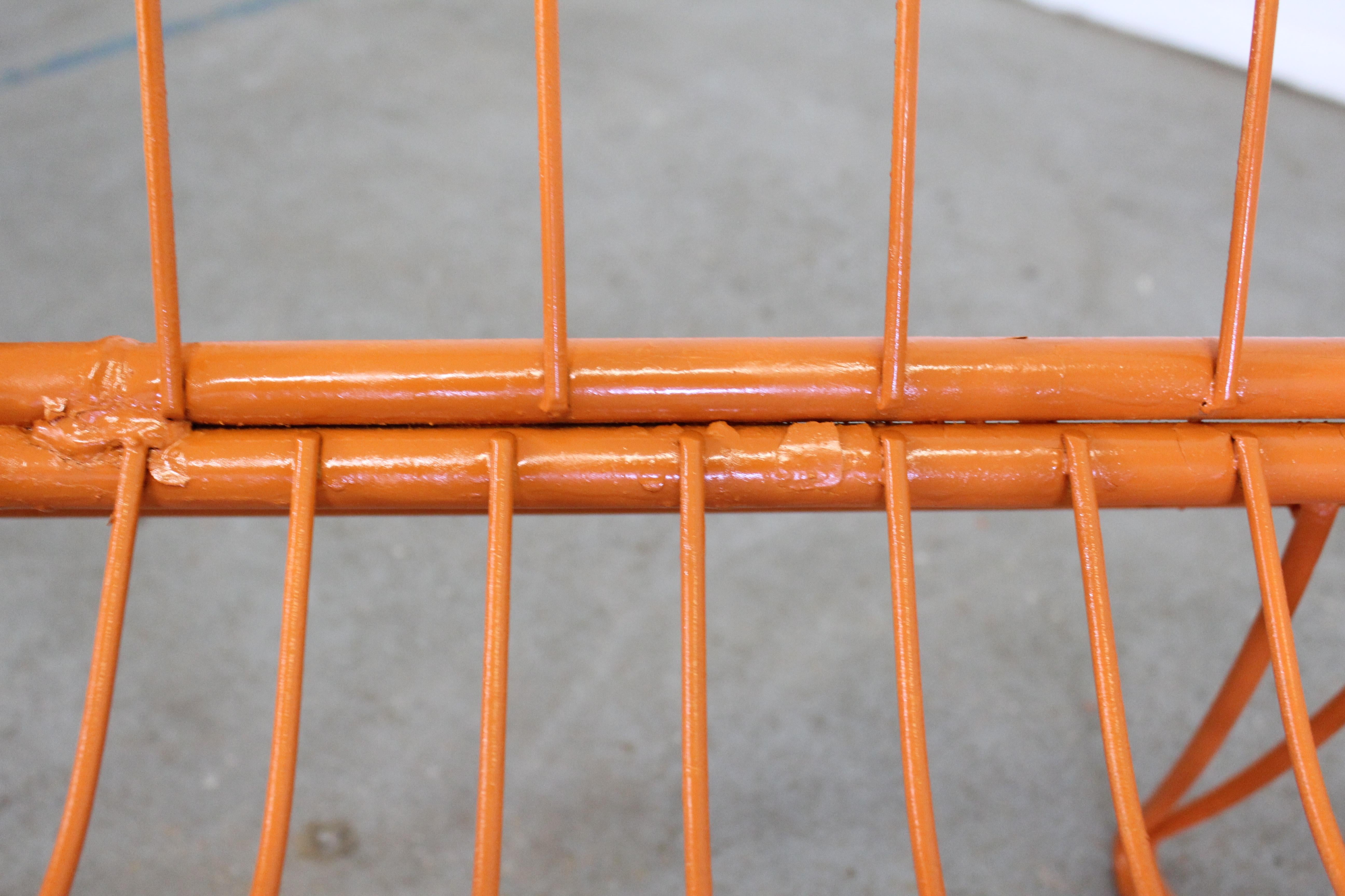 Mid-CenturyAtomic Orange Homecrest Outdoor Metal Curved Back Glider Bench 3