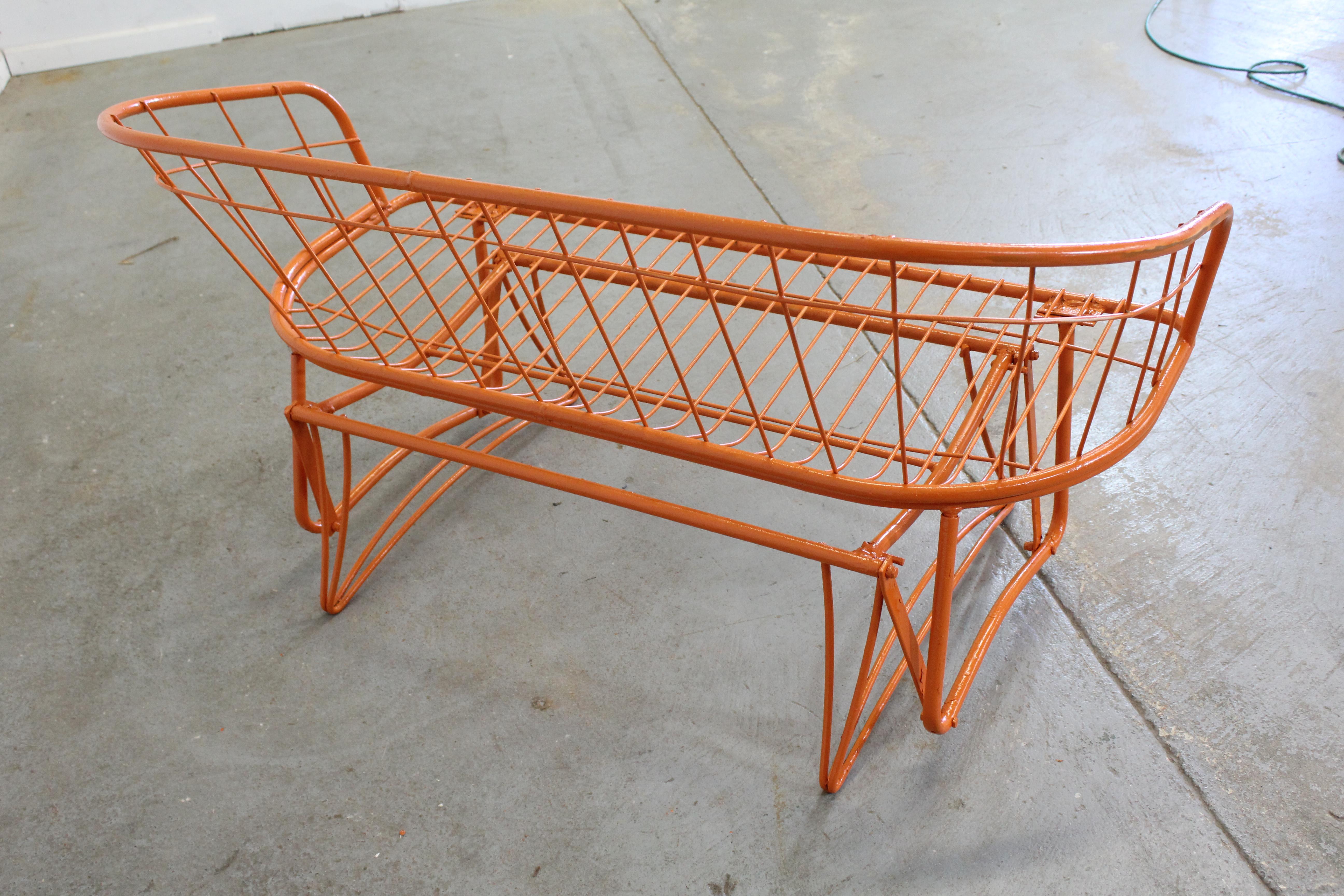 Mid-CenturyAtomic Orange Homecrest Outdoor Metal Curved Back Glider Bench 5