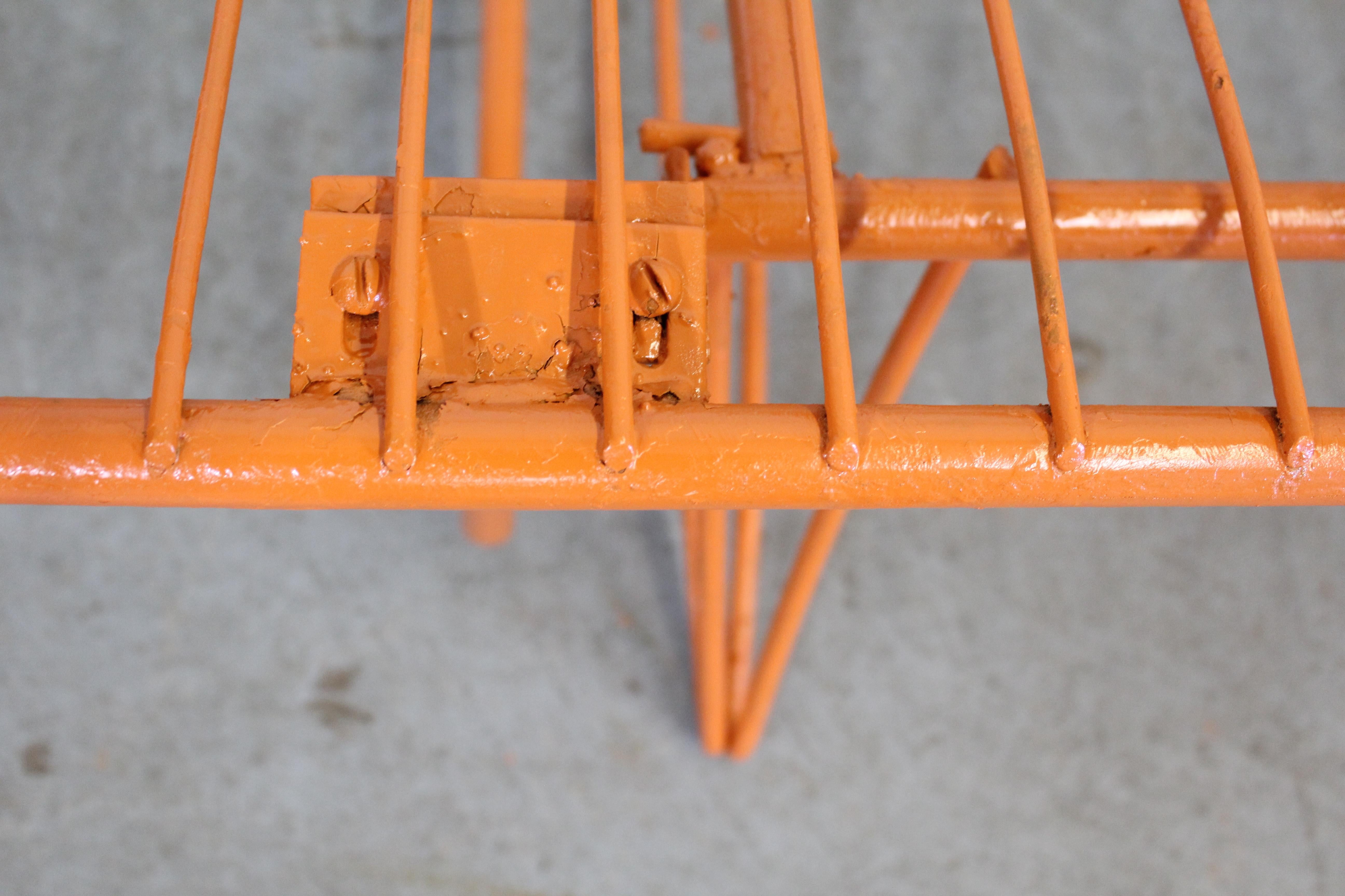 Mid-Century Modern Mid-CenturyAtomic Orange Homecrest Outdoor Metal Curved Back Glider Bench
