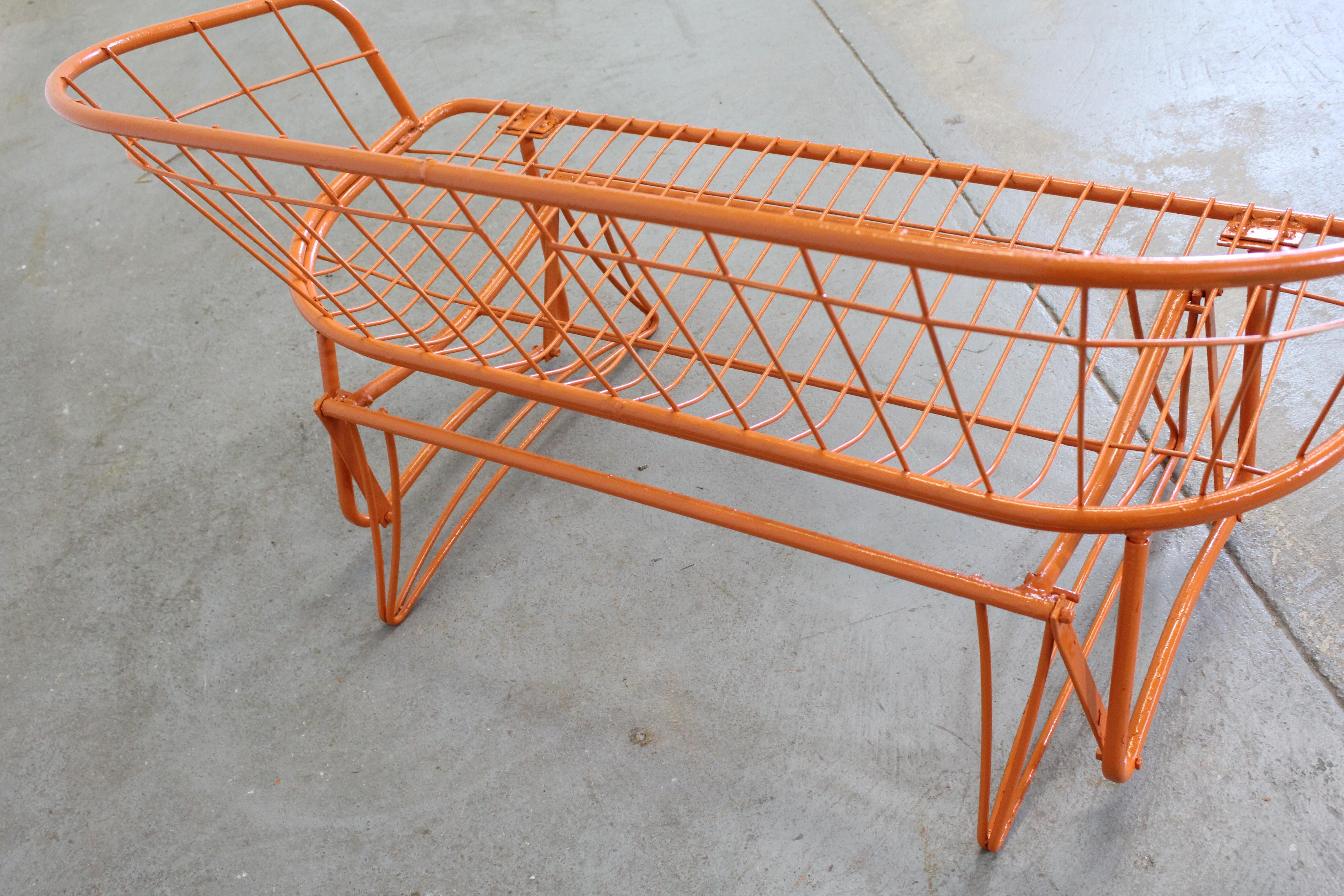American Mid-CenturyAtomic Orange Homecrest Outdoor Metal Curved Back Glider Bench