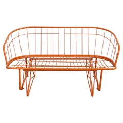 Mid-CenturyAtomic Orange Homecrest Outdoor Metal Curved Back Glider Bench