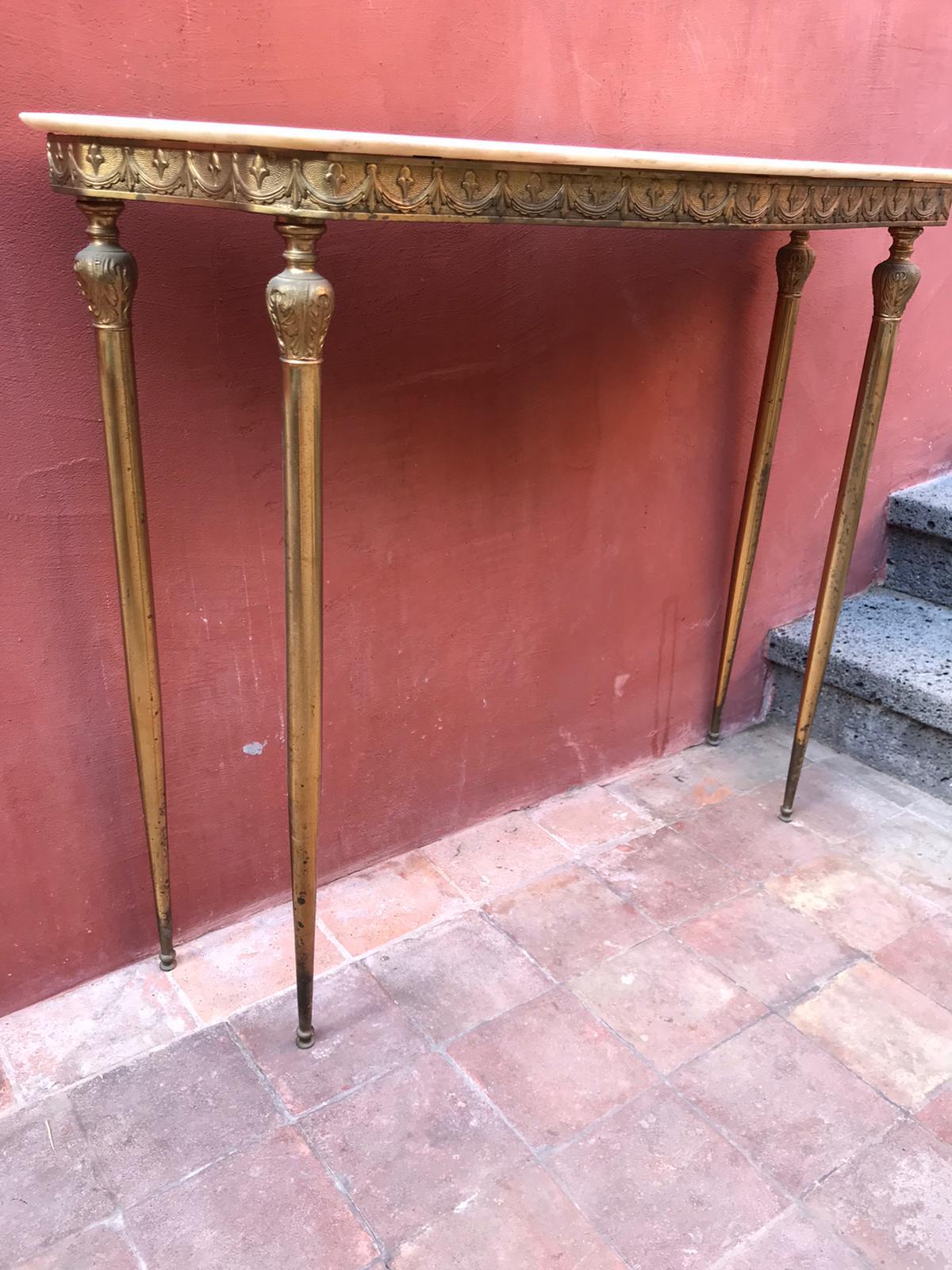 Mid-Century Modern Mid-CenturyItalian Console Table in Brass For Sale