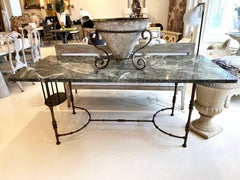 Mid-Century Large Maison Jansen Console Table with Iron Base and Stone Top