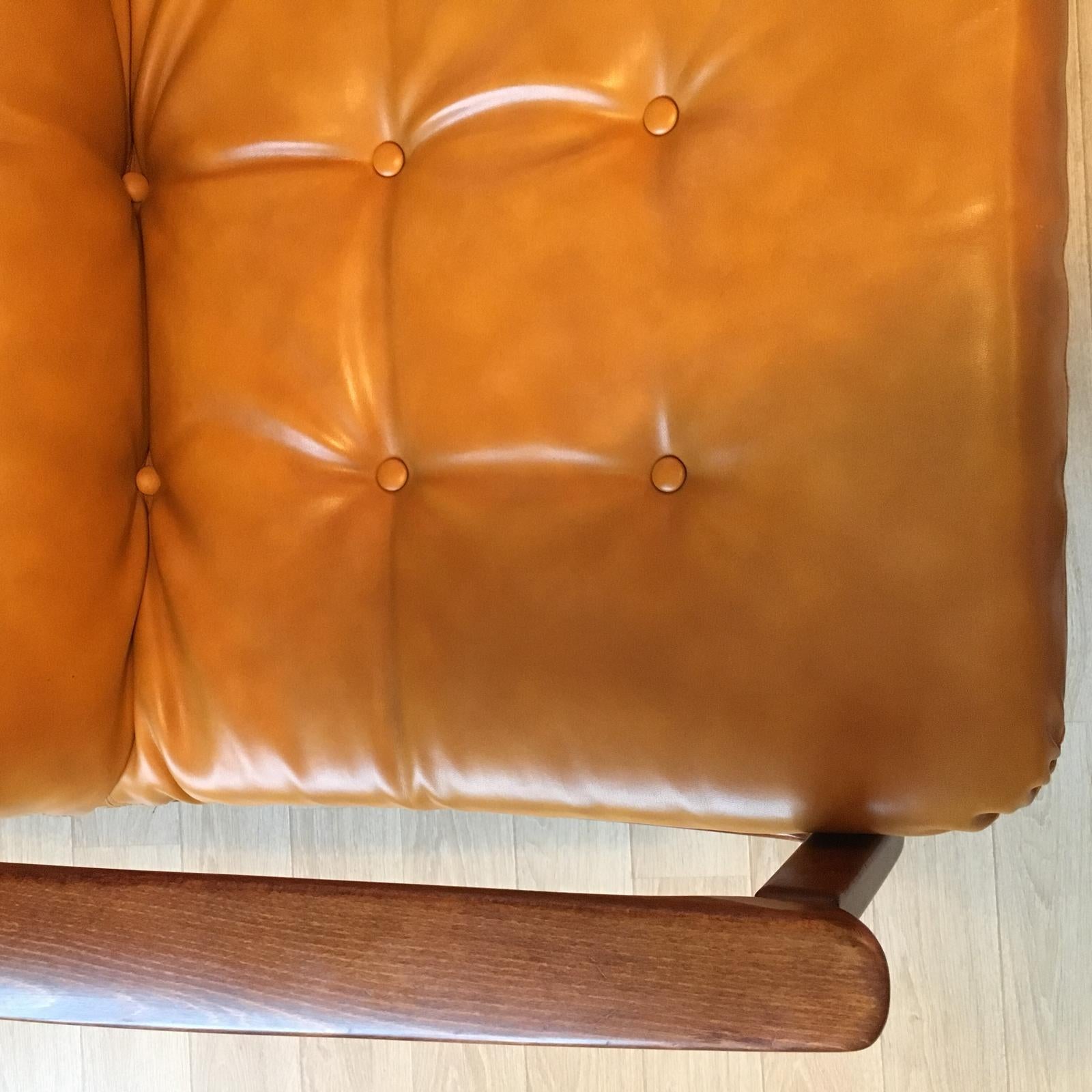 Mid-20th Century Mid-CenturyModern German Camel Leather Swivel Lounge Chair, 1960s