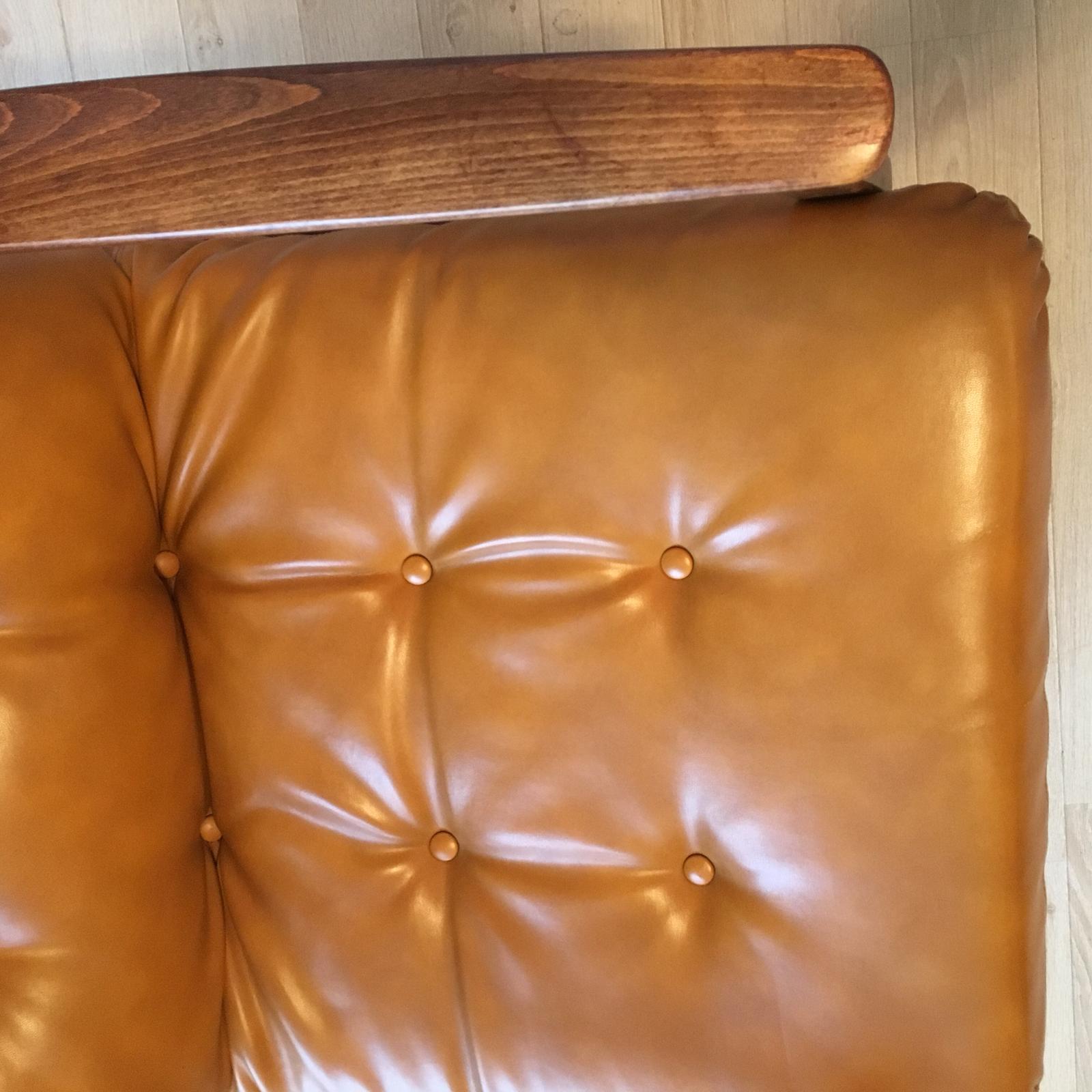 Mid-CenturyModern German Camel Leather Swivel Lounge Chair, 1960s 1