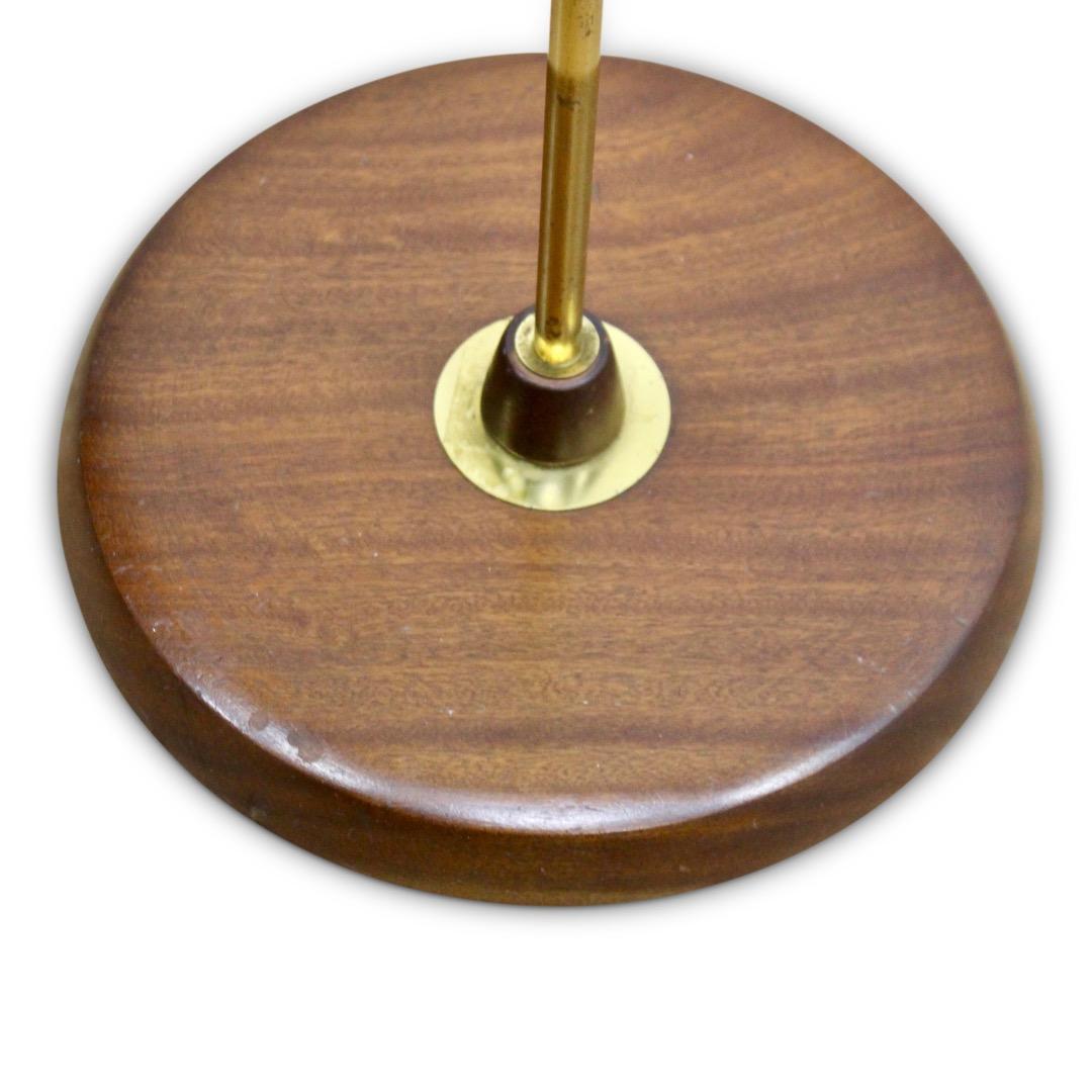 Mid-20th Century Mid CenturyTeak Standing Floor Lamp & Psychedelic Shade For Sale