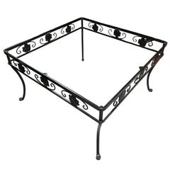 Mid-centuryWrought Iron Ivy Outdoor Coffee Table w/ Glass Top by Saternini
