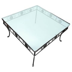 Mid-centuryWrought Iron Ivy Outdoor Coffee Table w/ Glass Top by Saternini