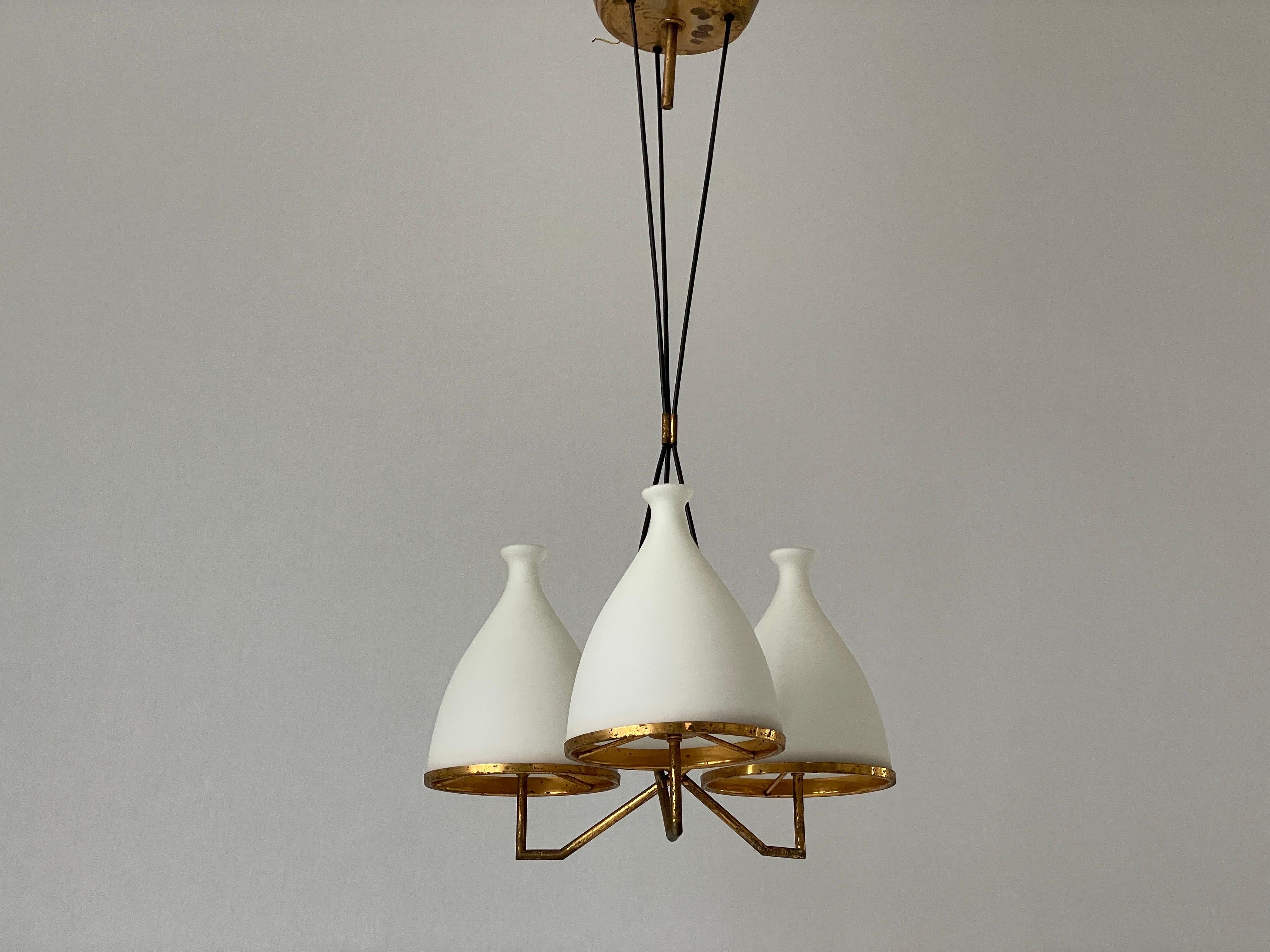 Mid-20th Century Mid-centuy Modern Chandelier by Bruno Chiarini for Stilnovo, Italy, 1950s For Sale