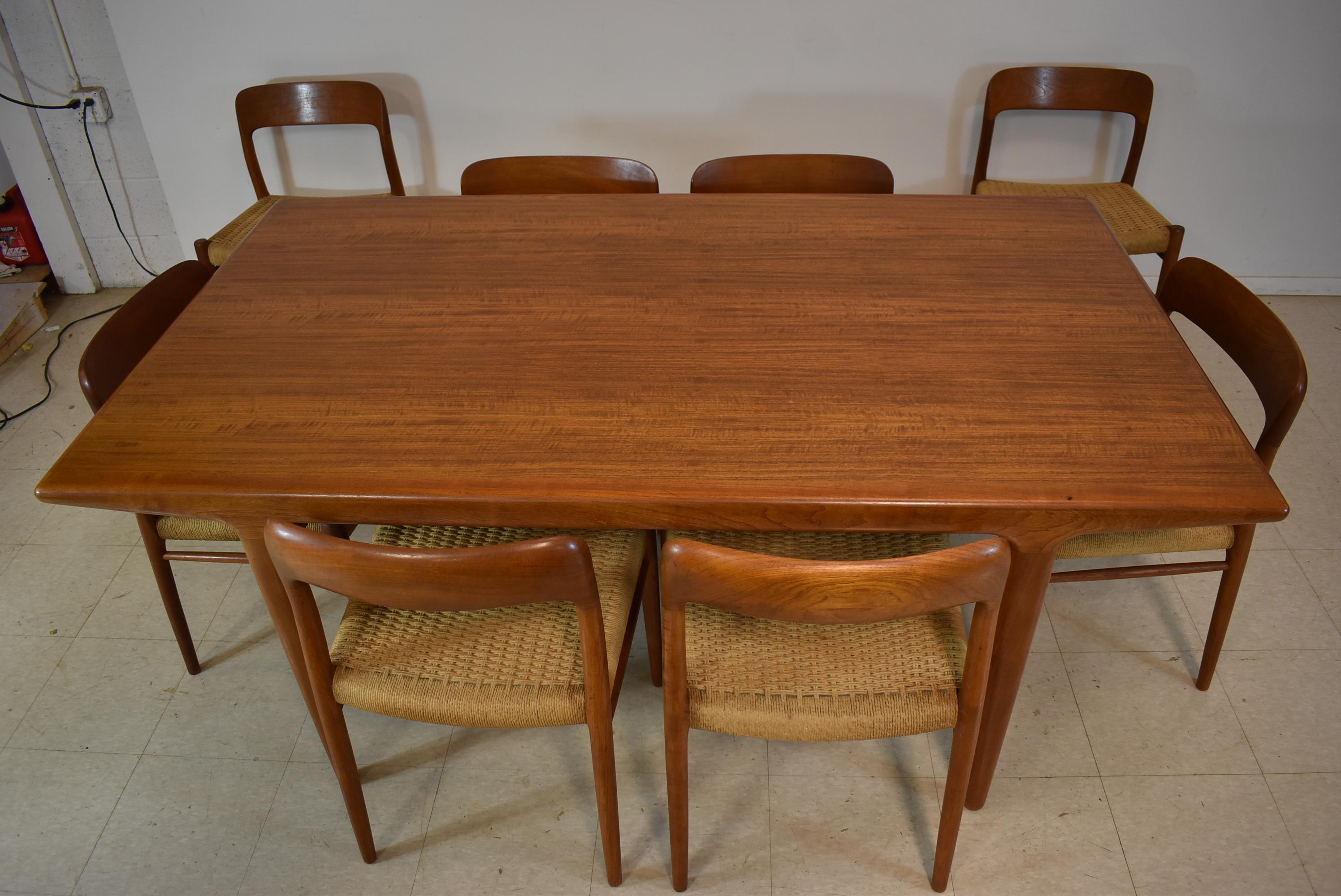 mid century modern dining set for 8