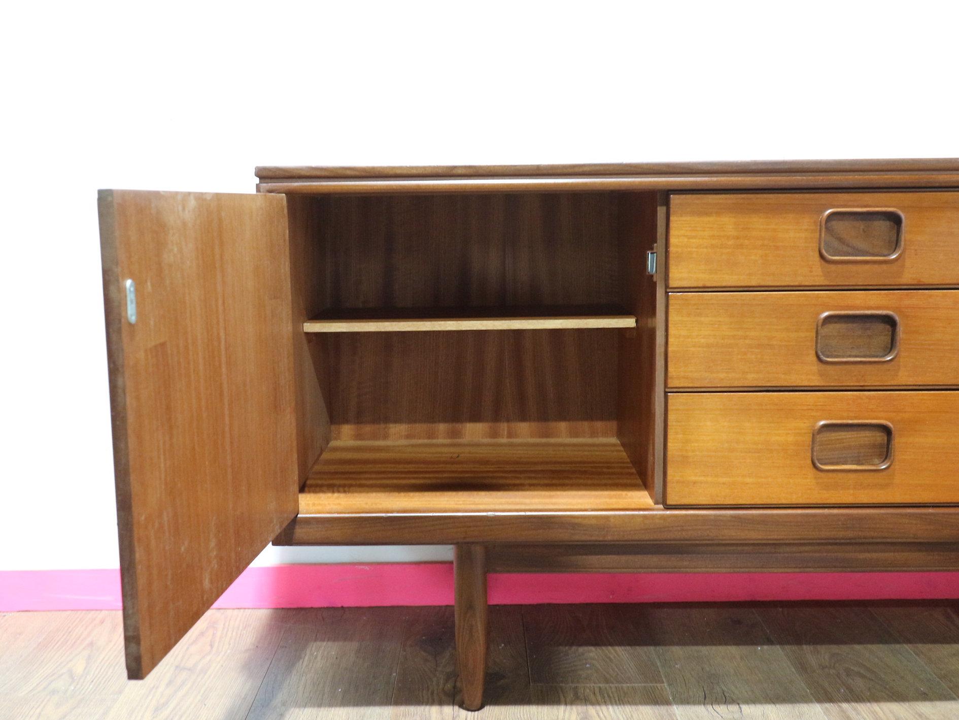 Mid Centuyr Modern Vintage Teak Credenza Sideboard by William Lawrence 2