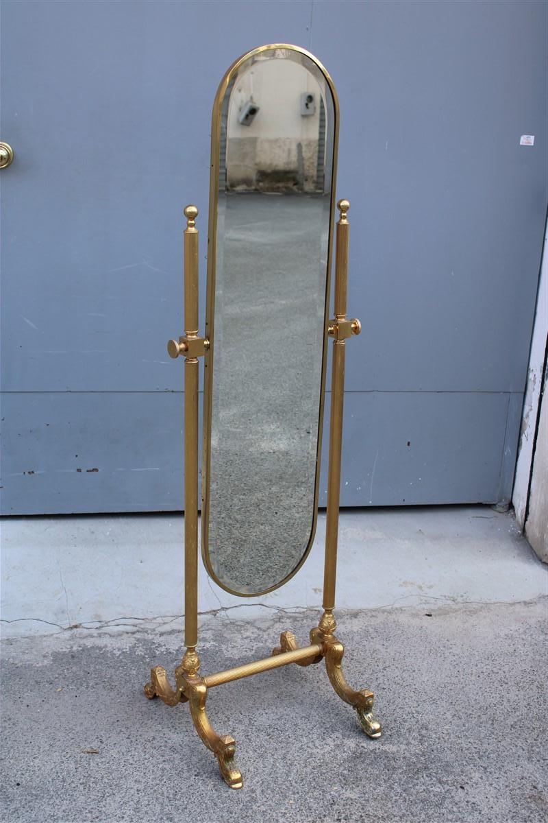 Mid-century Italian Design Tilting Bedroom Mirror in Solid Brass Gold 1950s  For Sale 16