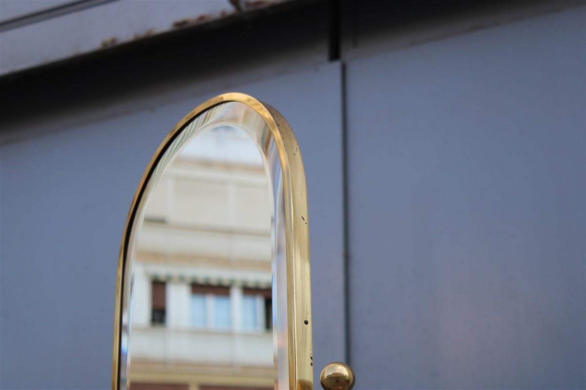 Mid-century Italian Design Tilting Bedroom Mirror in Solid Brass Gold 1950s  For Sale 2