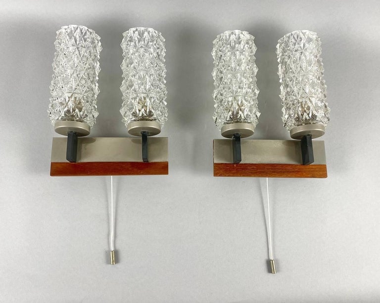 MidCenury Modern Pair of Wall Sconces Vintage Double Light Wall Lamps