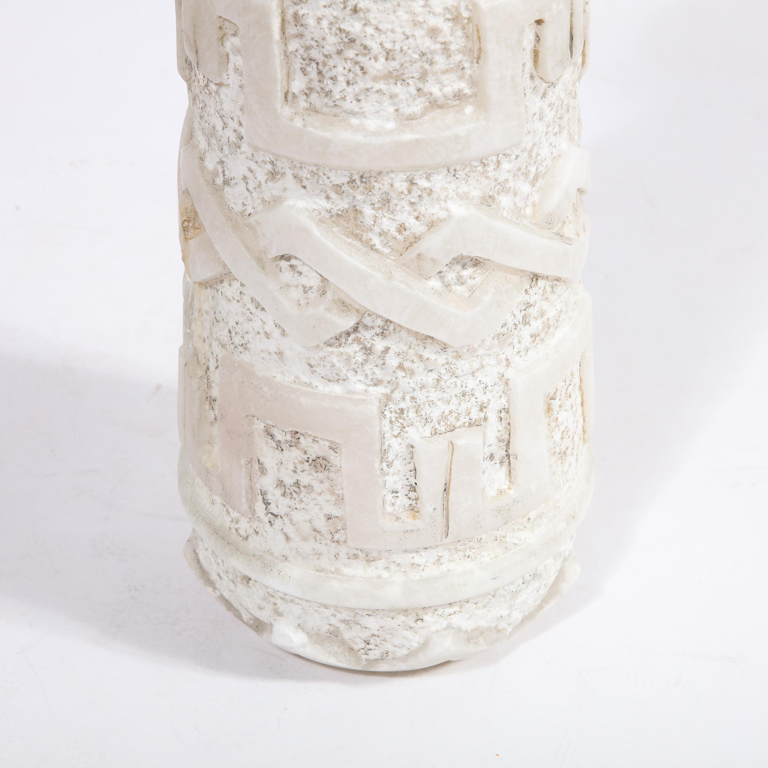 Mid-Cenury Primitivist Marble Vase with Relief Carved Geometric Detailing For Sale 5