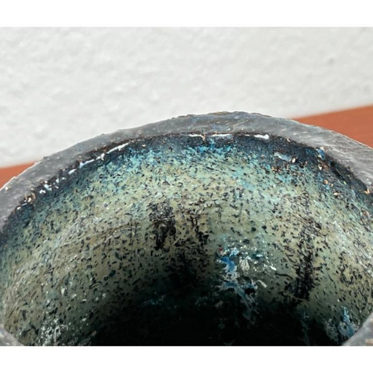 Mid-Cenutry Brutalist Studio Pottery Vase Signed 55 For Sale 2