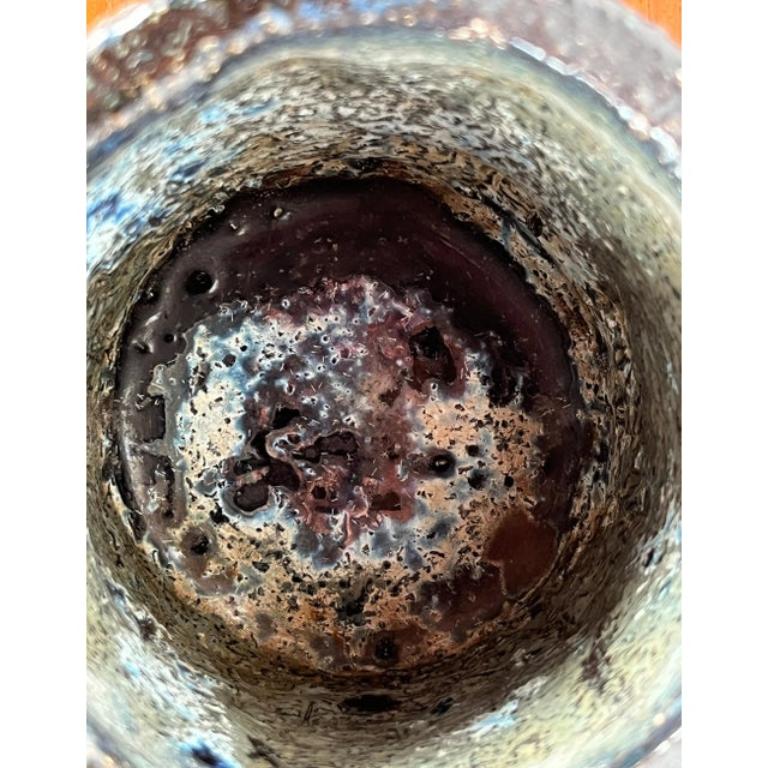 Mid-Cenutry Brutalist Studio Pottery Vase Signed 55 For Sale 4