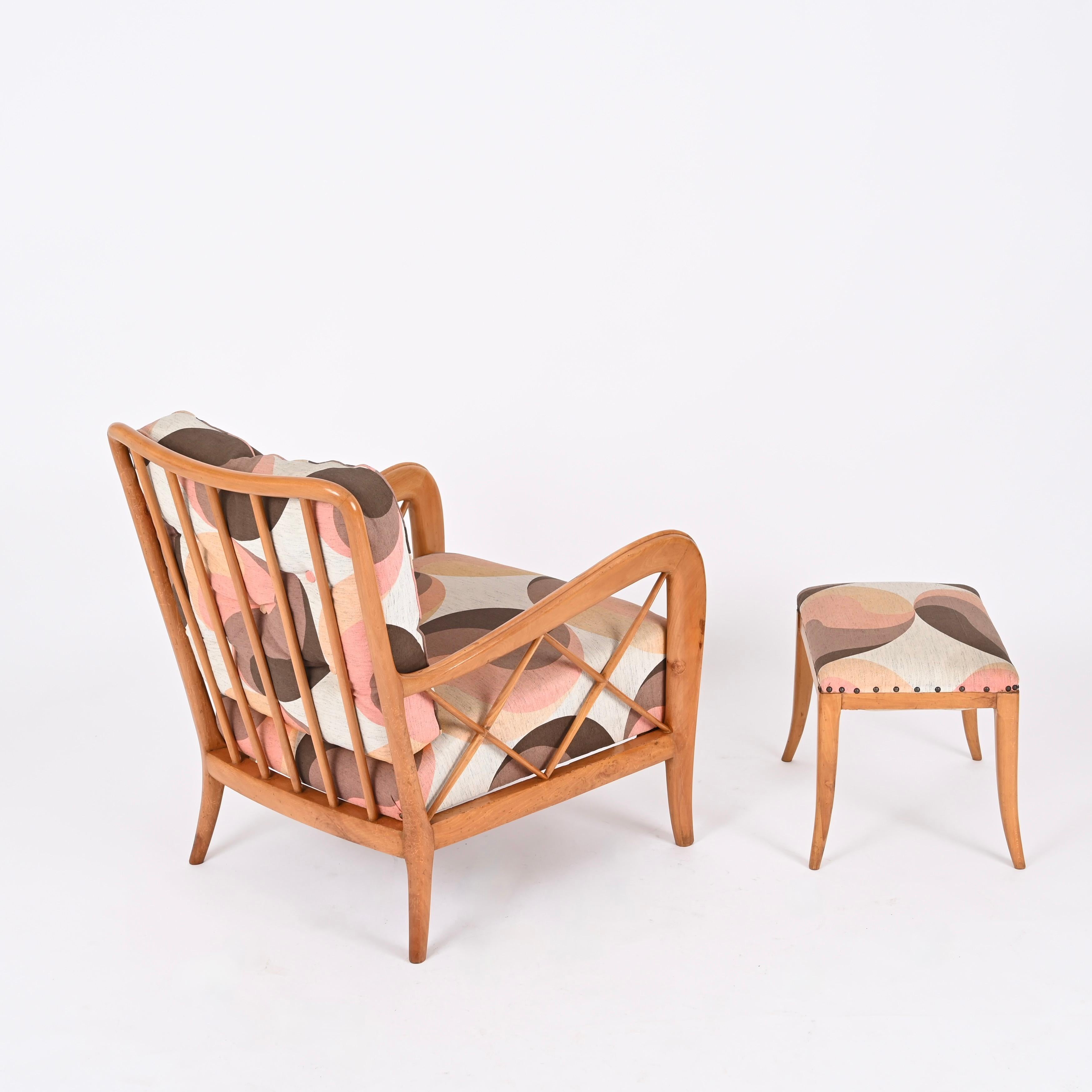 Mid-Cenutry Lounge Chair with Ottoman by Paolo Buffa, Italy 1950s For Sale 2