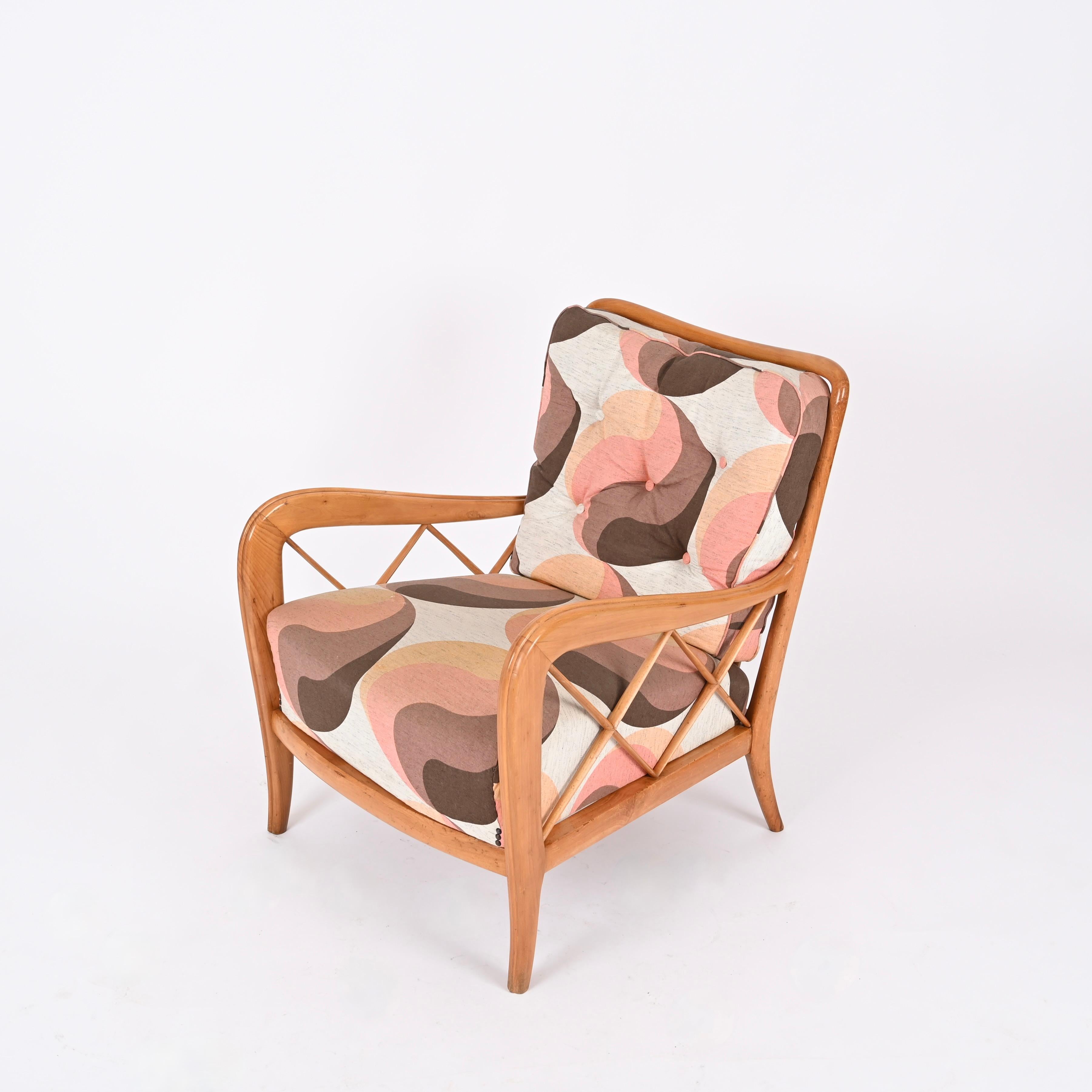 Mid-Cenutry Lounge Chair with Ottoman, Paolo Buffa Style, Italy 1950s For Sale 8