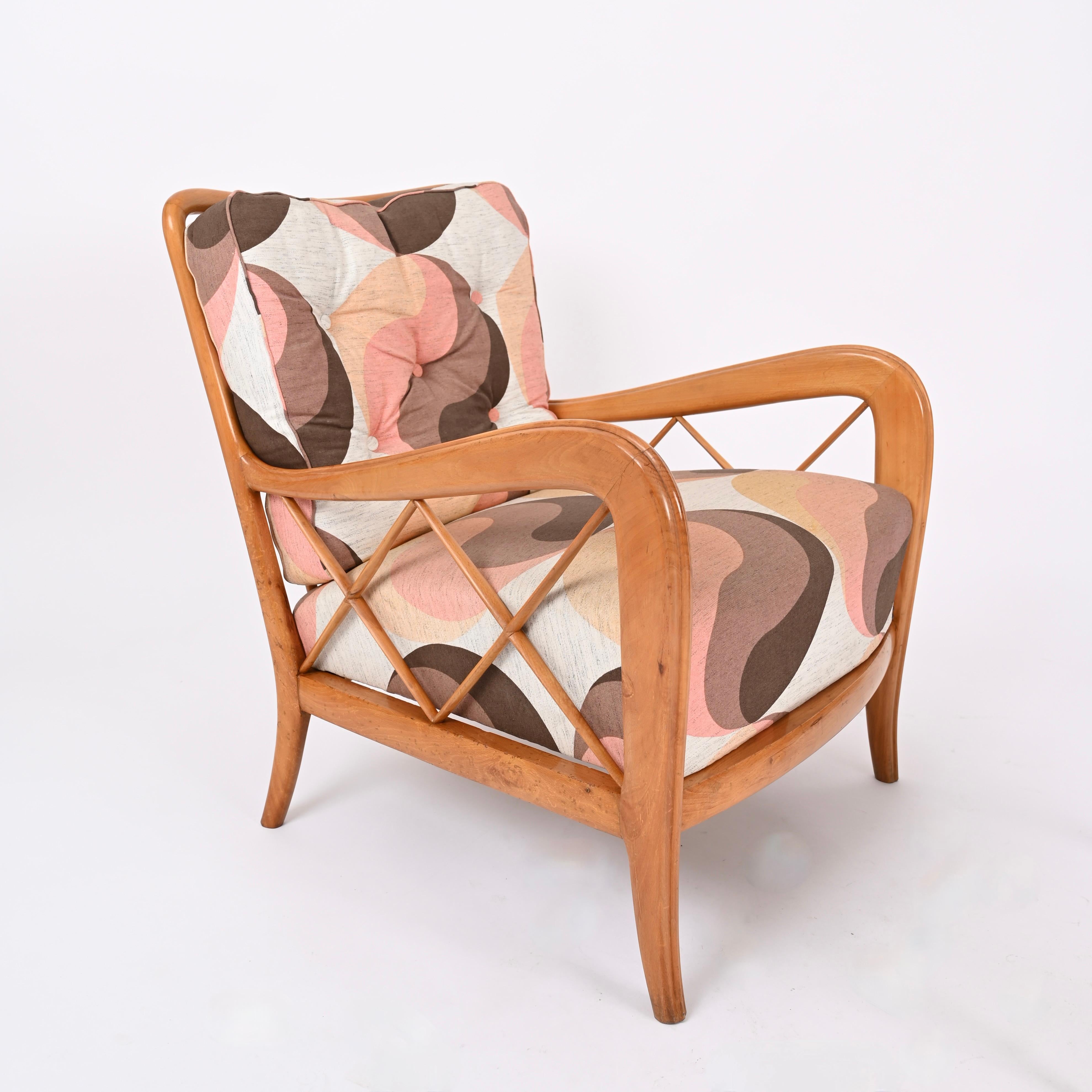 Mid-Century Modern Mid-Cenutry Lounge Chair with Ottoman by Paolo Buffa, Italy 1950s For Sale