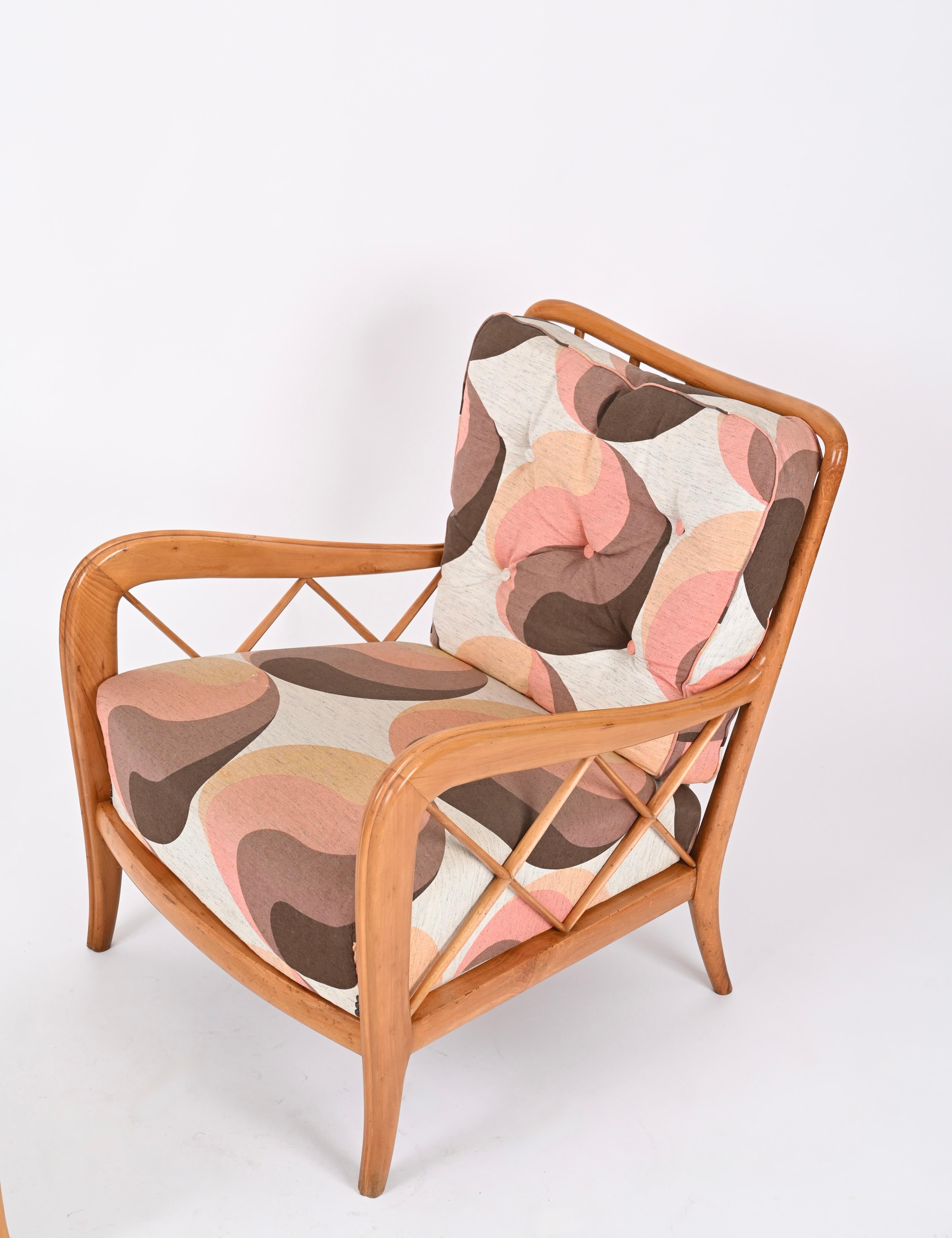 Mid-20th Century Mid-Cenutry Lounge Chair with Ottoman by Paolo Buffa, Italy 1950s For Sale