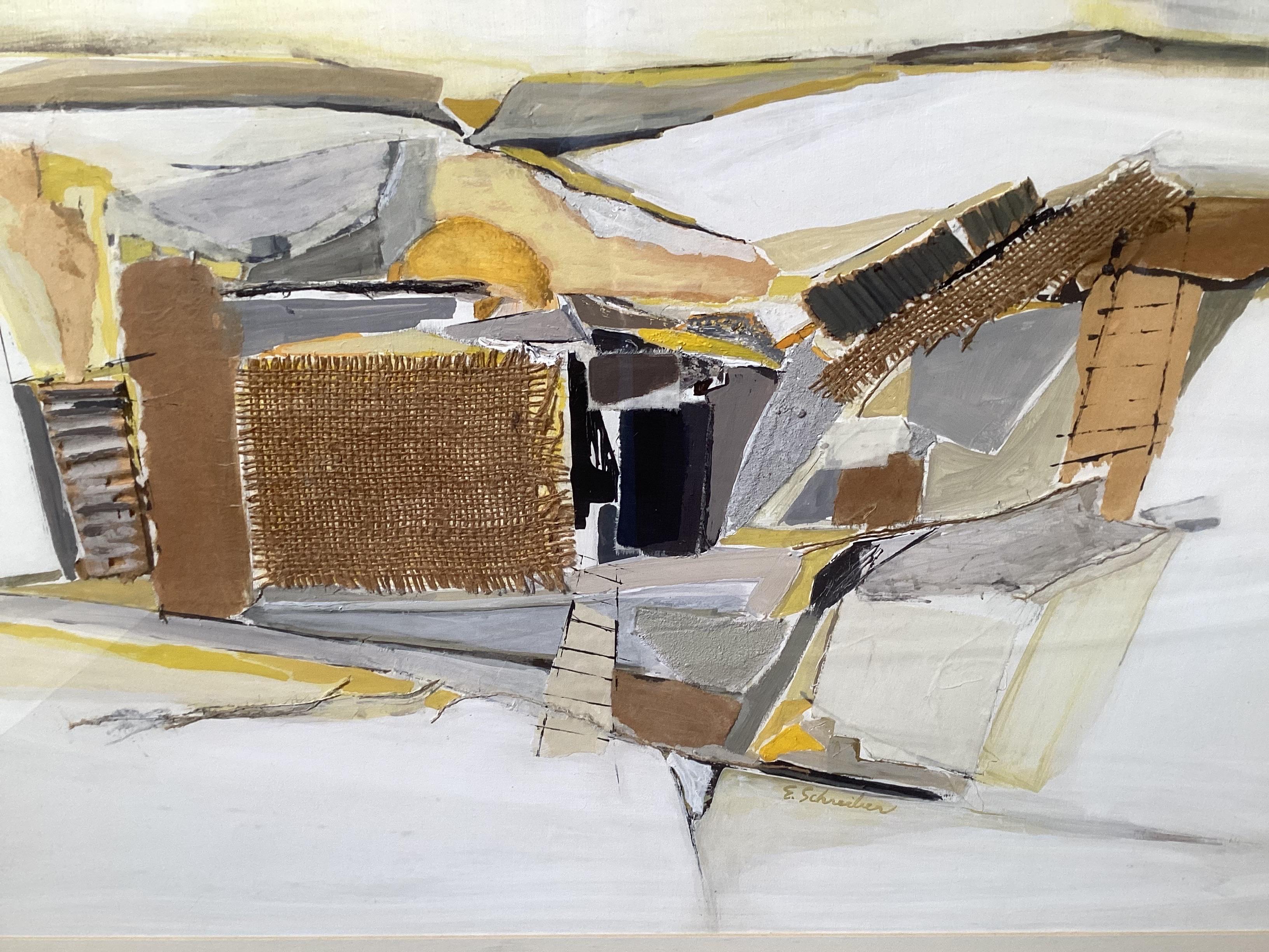 Mid Cetury Modern Mixed Media Collage (Papier) im Angebot