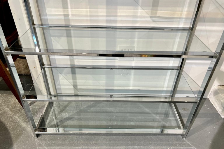 Mid Century Chrome and Glass Large Etagere Shelf DIA For Sale at 1stDibs