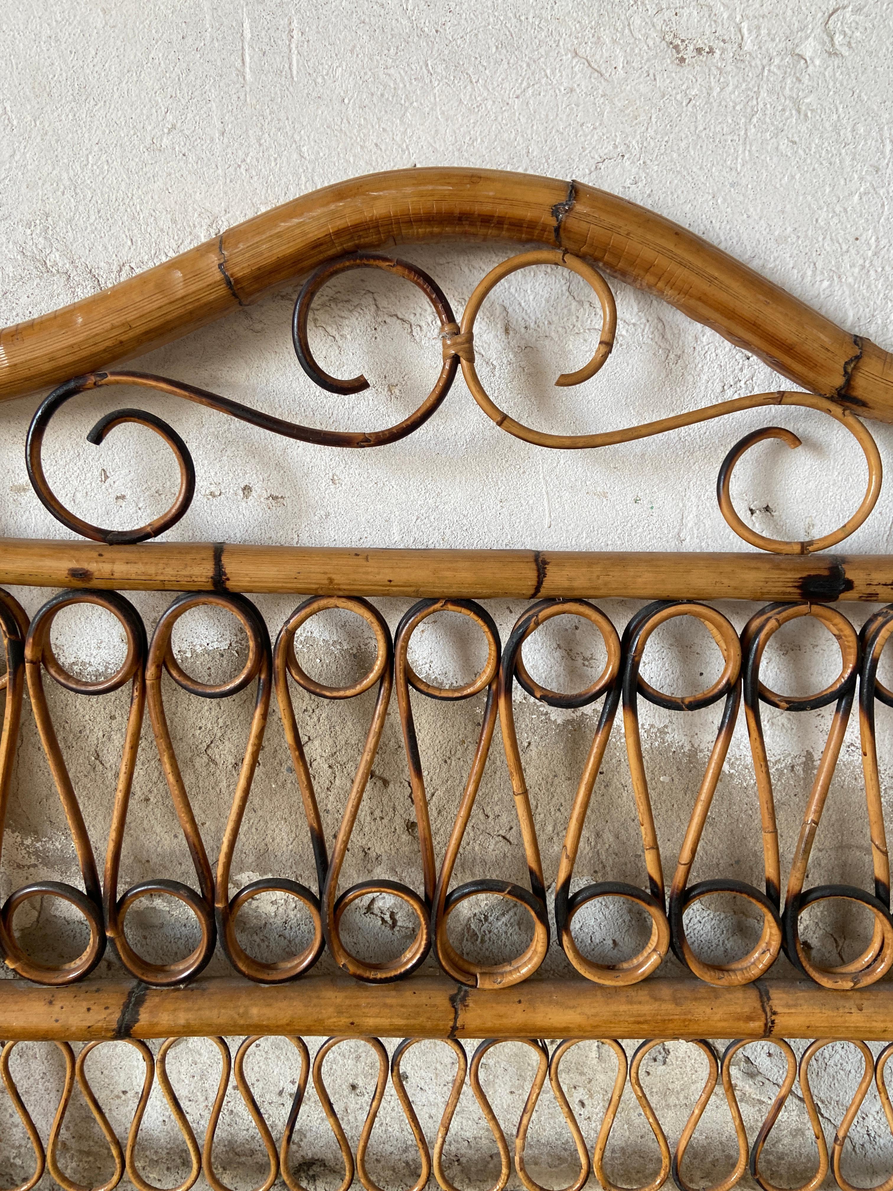 Mid-Century Modern Italian Bamboo and Rattan Single Bed, 1970s 4