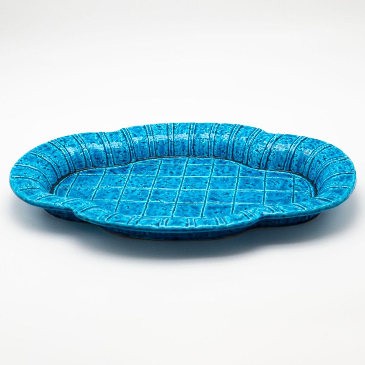 Mid- ctr. Organic Stoneware Azure Blue Dish by Gunnar Nylund for Rörstrand (Schwedisch) im Angebot