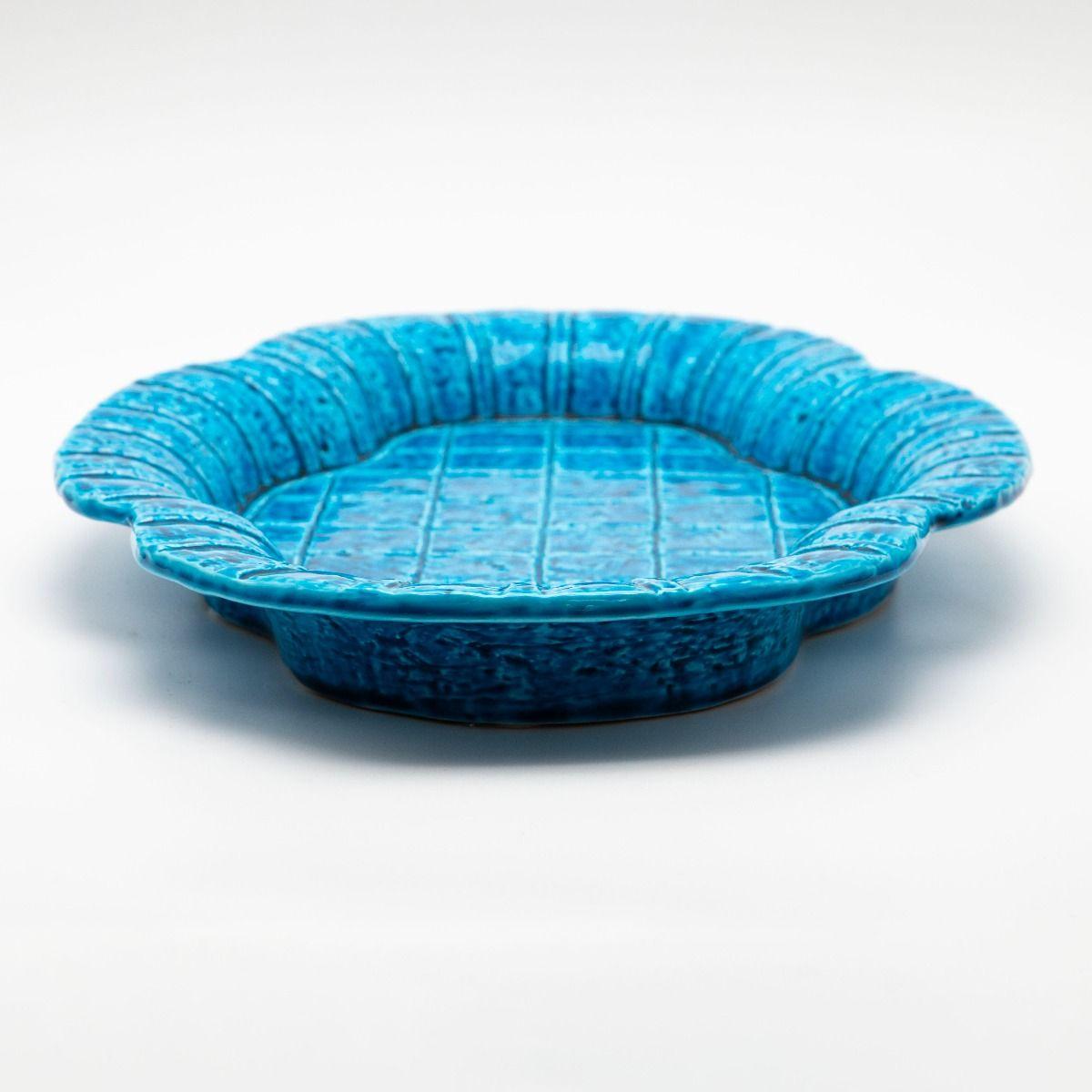 Mid- ctr. Organic Stoneware Azure Blue Dish by Gunnar Nylund for Rörstrand (Glasiert) im Angebot