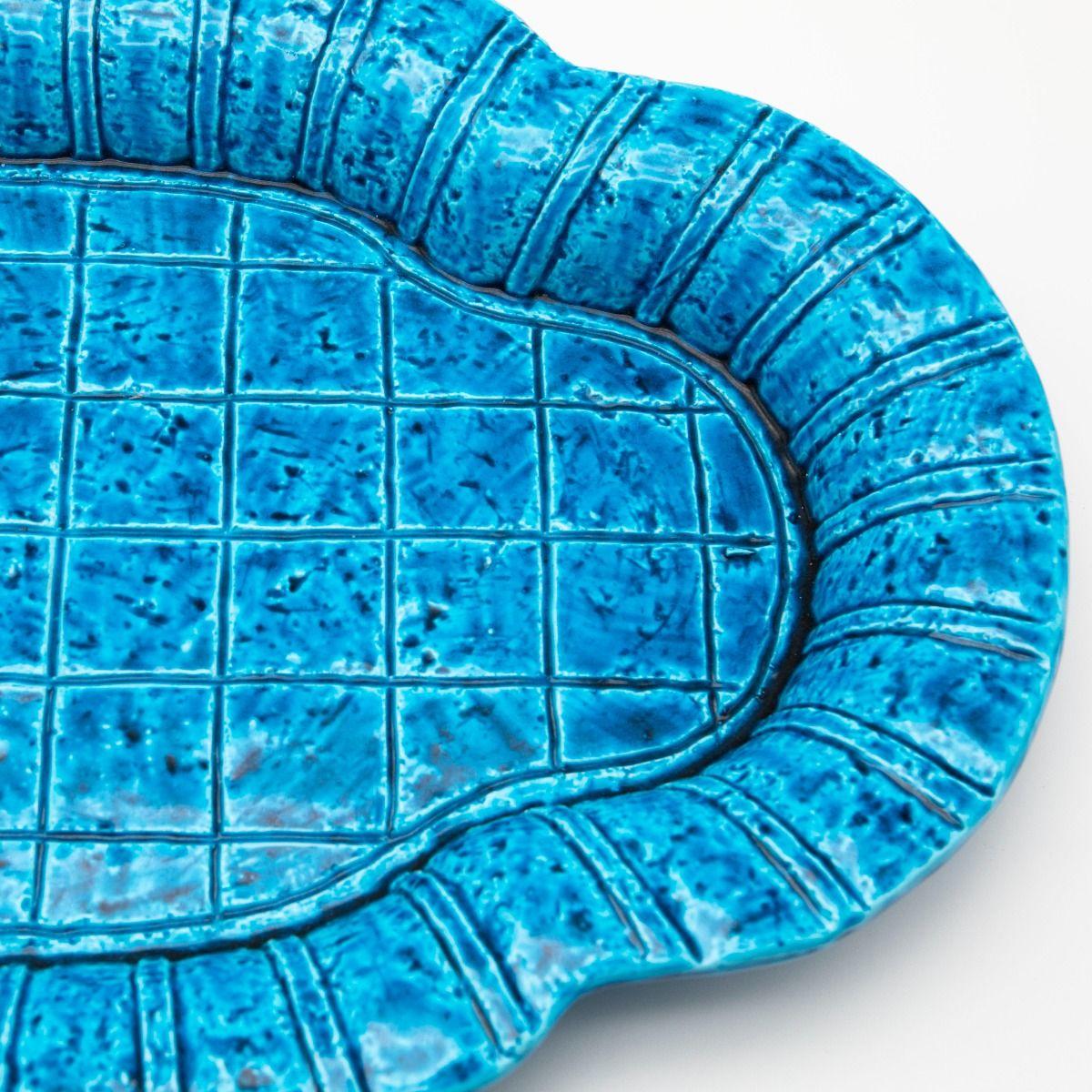 Mid- ctr. Organic Stoneware Azure Blue Dish by Gunnar Nylund for Rörstrand (20. Jahrhundert) im Angebot