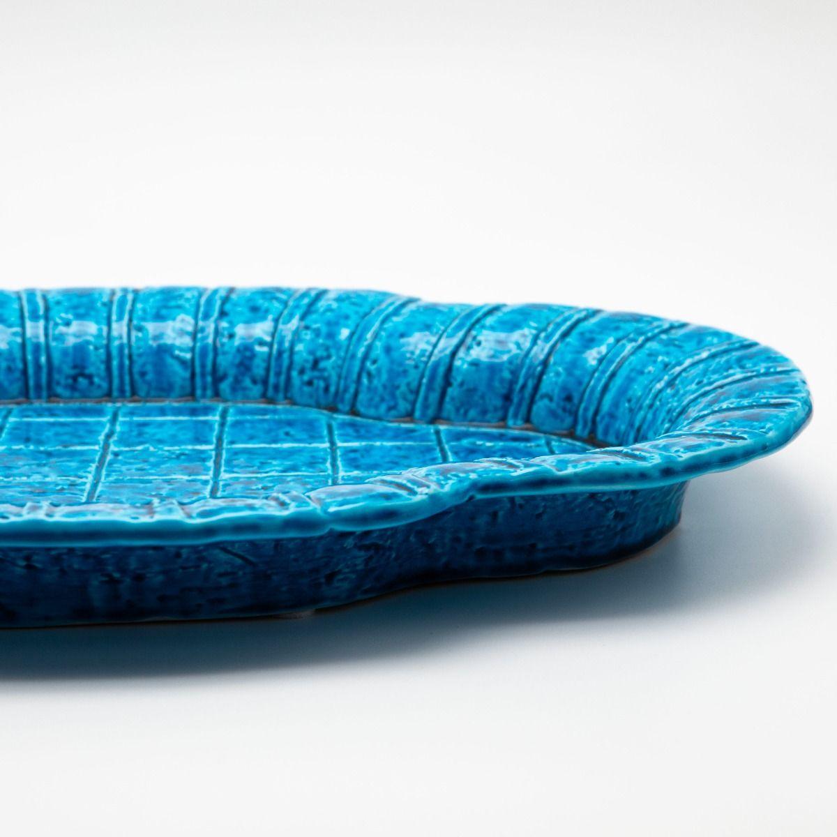 Mid- ctr. Organic Stoneware Azure Blue Dish by Gunnar Nylund for Rörstrand (Keramik) im Angebot